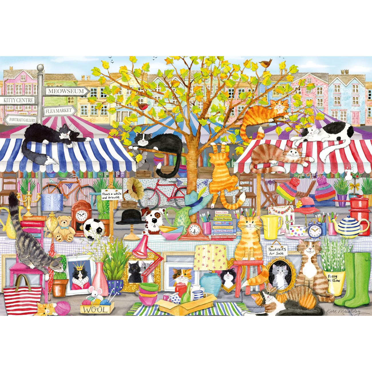 Gibsons Flea Market Moggies Jigsaw Puzzle - 100 XXL Pieces, 48 x 34 cm | Recycled Board 5