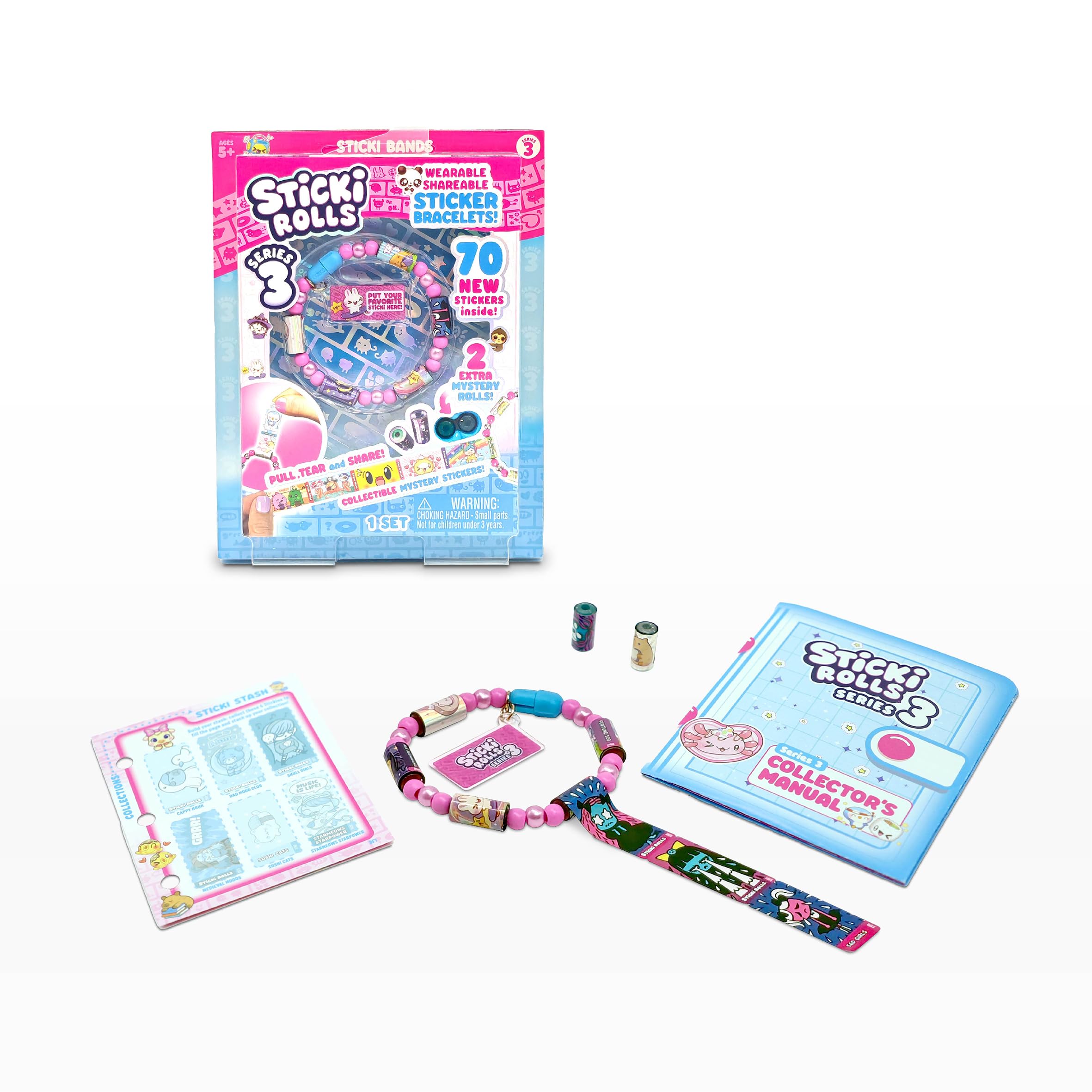 STICKI ROLLS Sticki Band Single Pack S3 - Wearable, Shareable Sticker Bracelets | Ages 5+