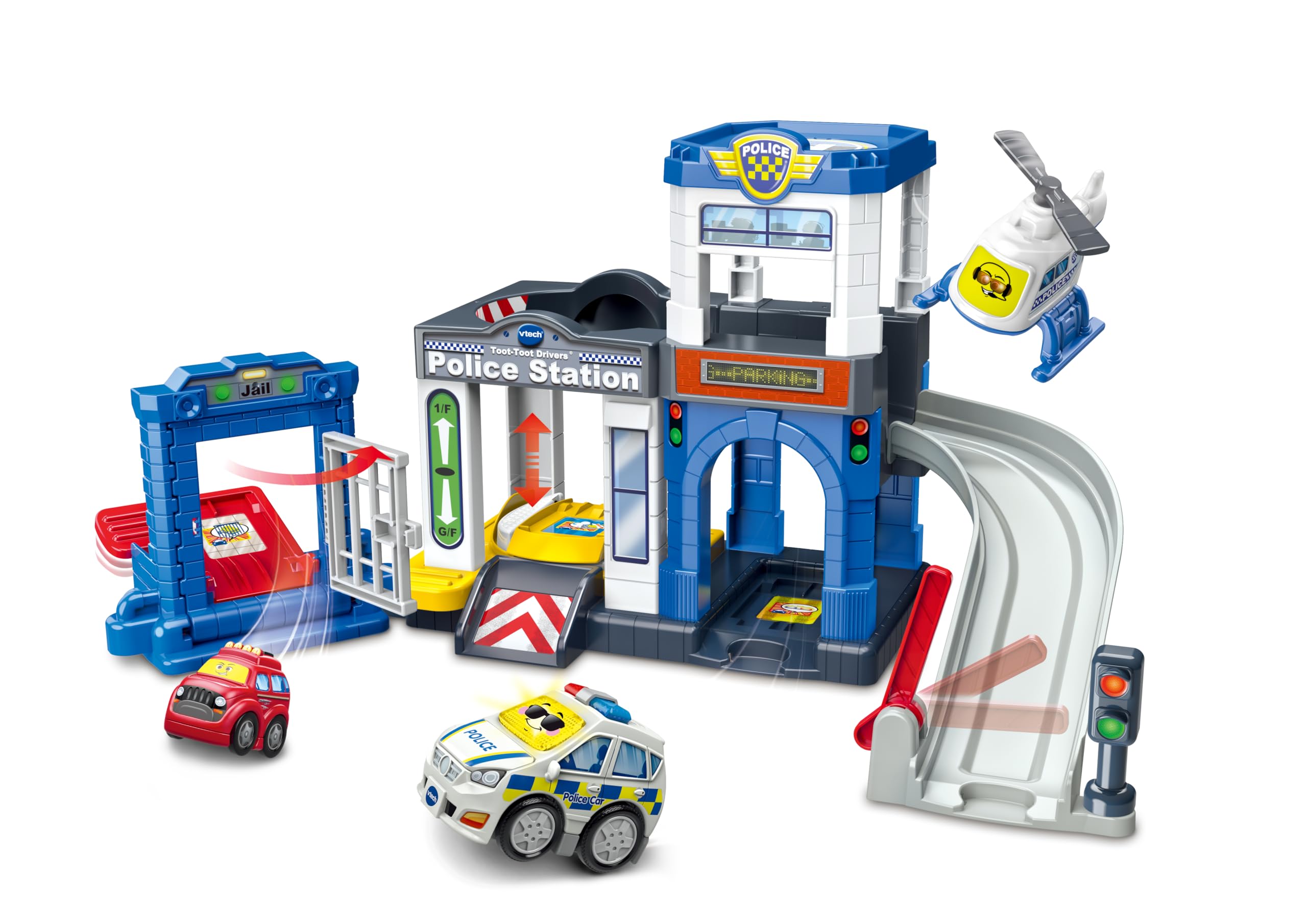 VTech Toot-Toot Drivers Police Station Playset with Police Car, Helicopter & Getaway Car | Ages 1-5 Years