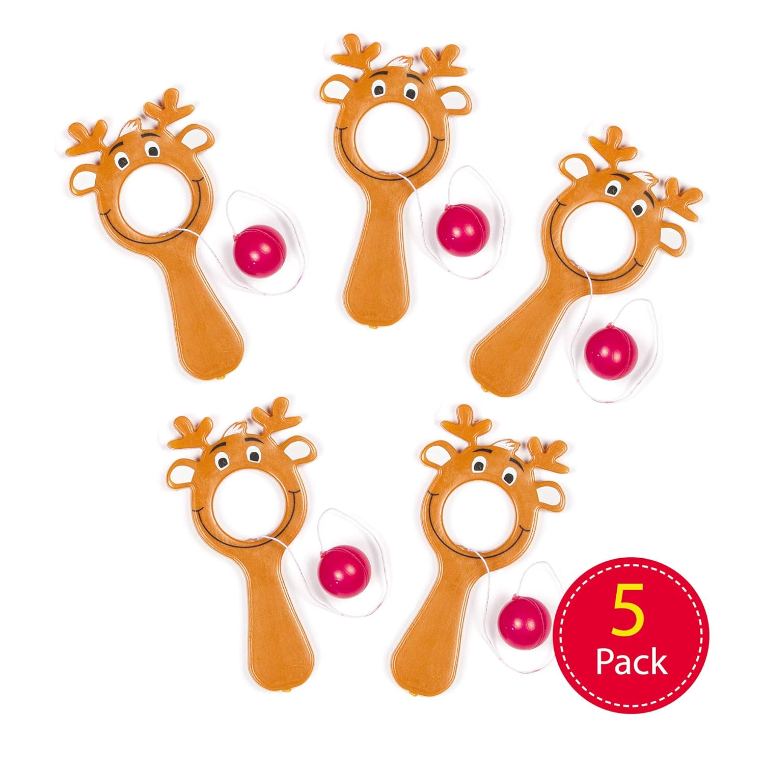 Baker Ross Mini Reindeer Bat & Ball Game - Christmas Party Favour for Kids (Pack of 5) 4