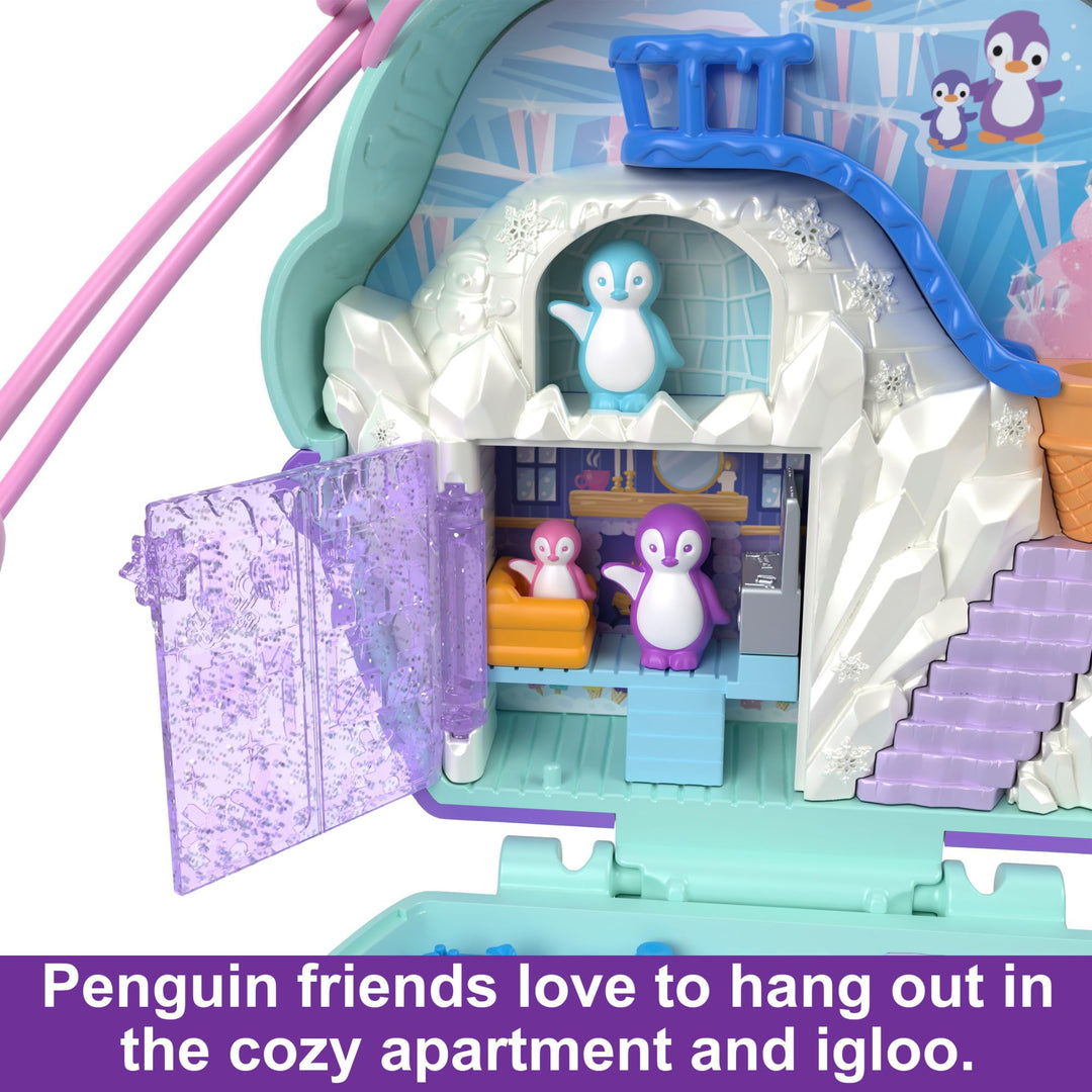 Polly Pocket Snow Sweet Penguin Compact Playset - 13 Accessories & 6 Storytelling Features, Ages 4+