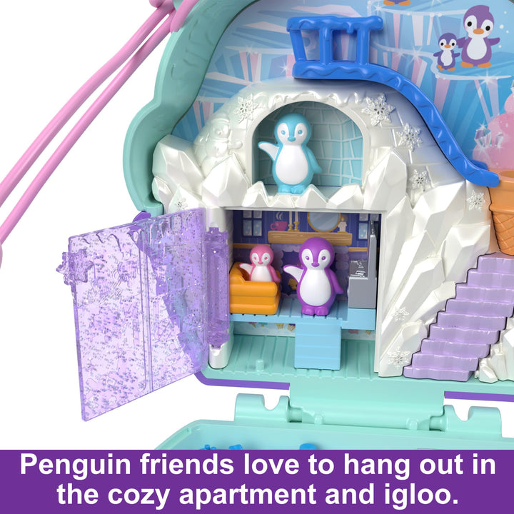 Polly Pocket Snow Sweet Penguin Compact Playset - 13 Accessories & 6 Storytelling Features, Ages 4+