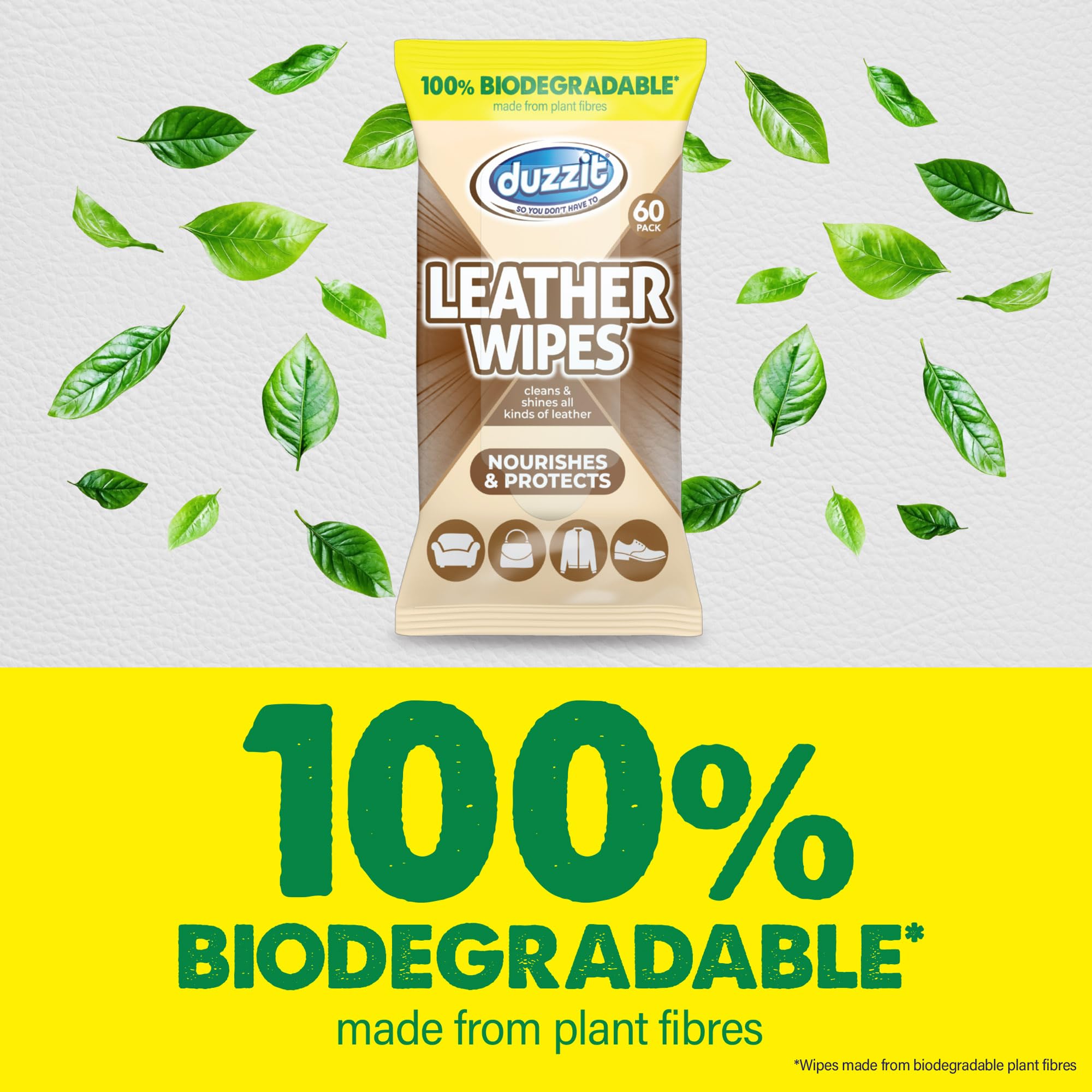 Duzzit Leather Wipes - 60 Count Pack | Nourishing & Protecting | Citrus Scent 3