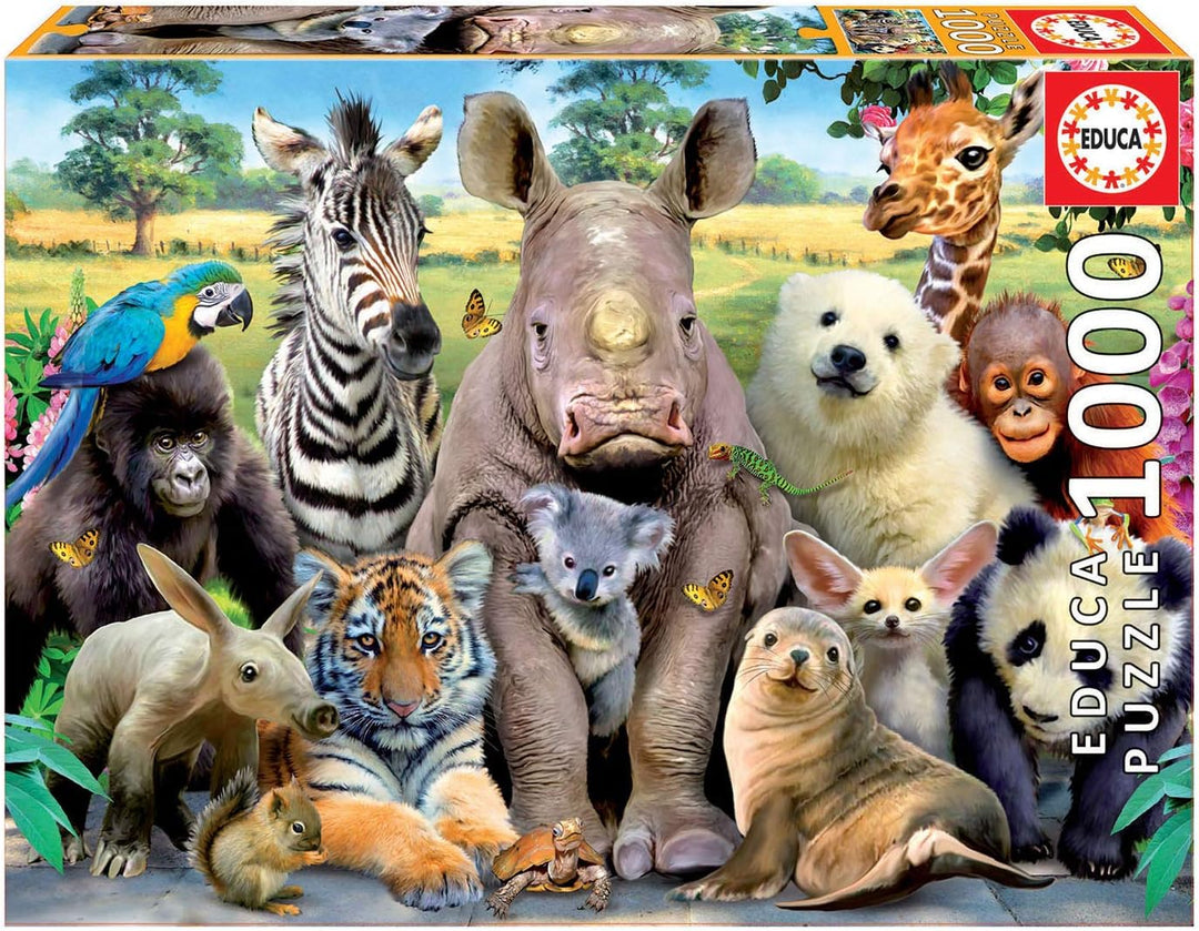 Educa Borras 15517 "It's a Class Photo" Puzzle - 1000-Piece Baby Animals Puzzle for Ages 3+