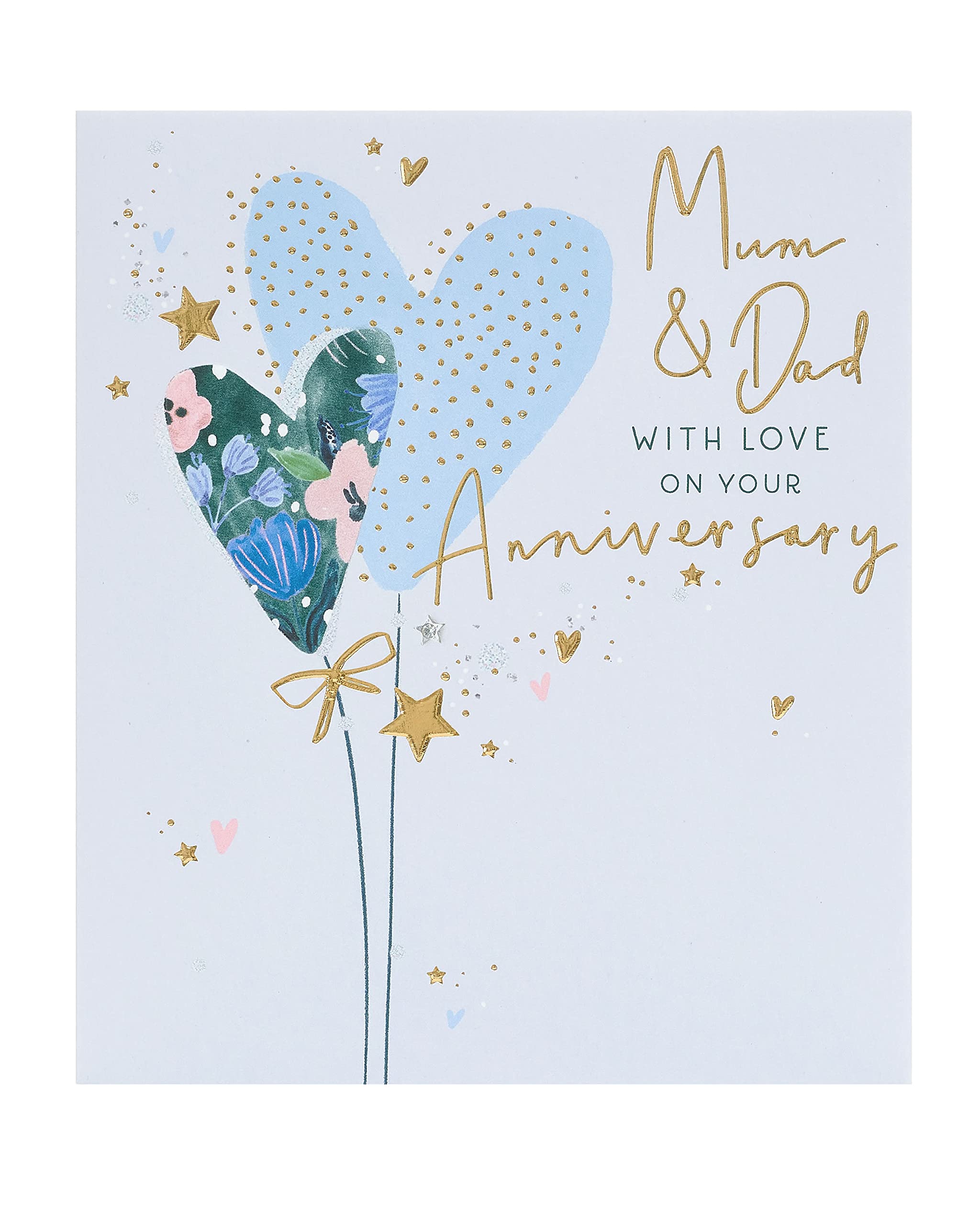UK Greetings Mum & Dad Anniversary Card with Gold Foil Detailing | 165 x 190 mm