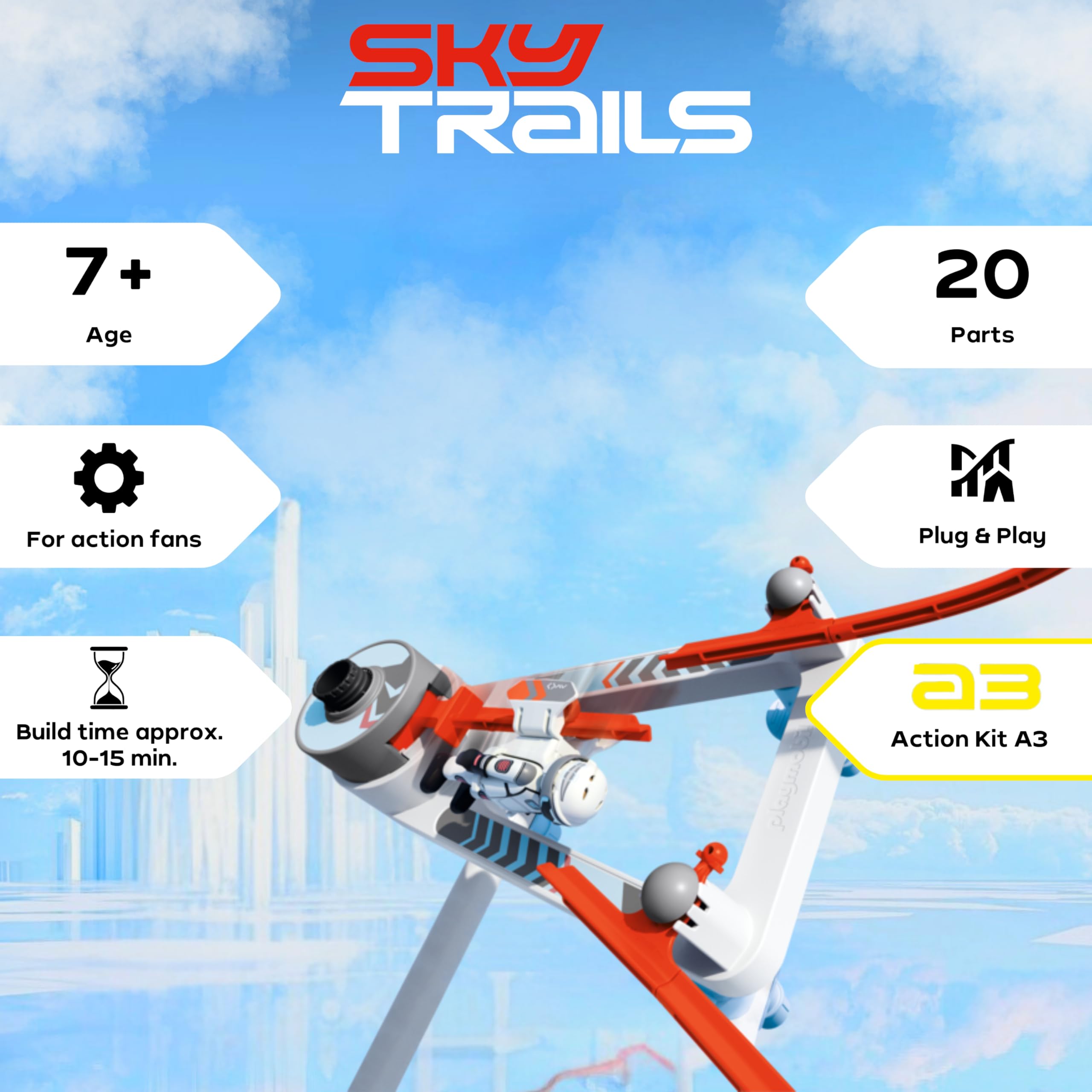 Sky Trails Flip Rail - Action Building Toy for Dynamic Racing Routes 10