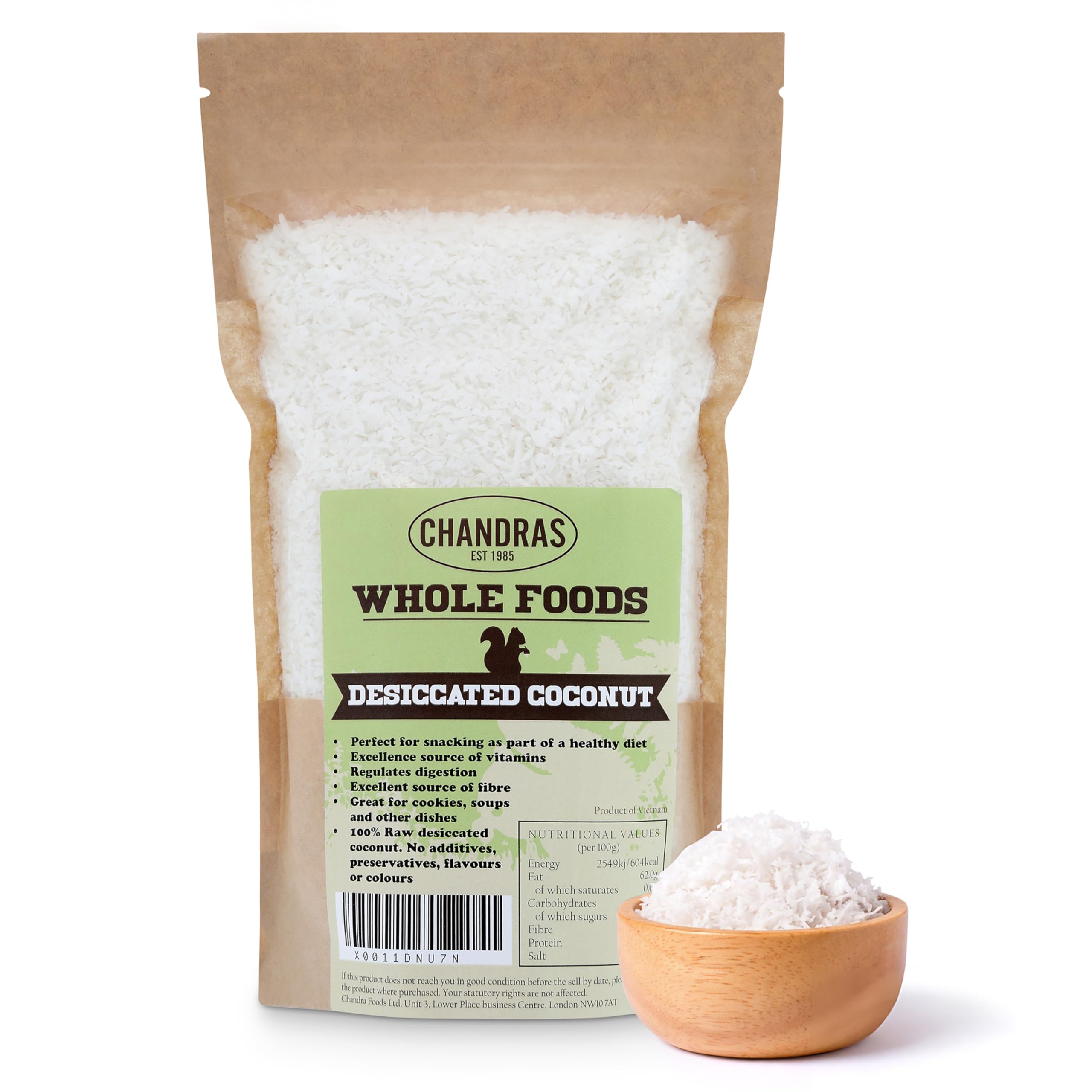 CHANDRA Desiccated Coconut Flakes - 1KG Low-GI, Gluten-Free, Vegan | Keto & Paleo Friendly 1
