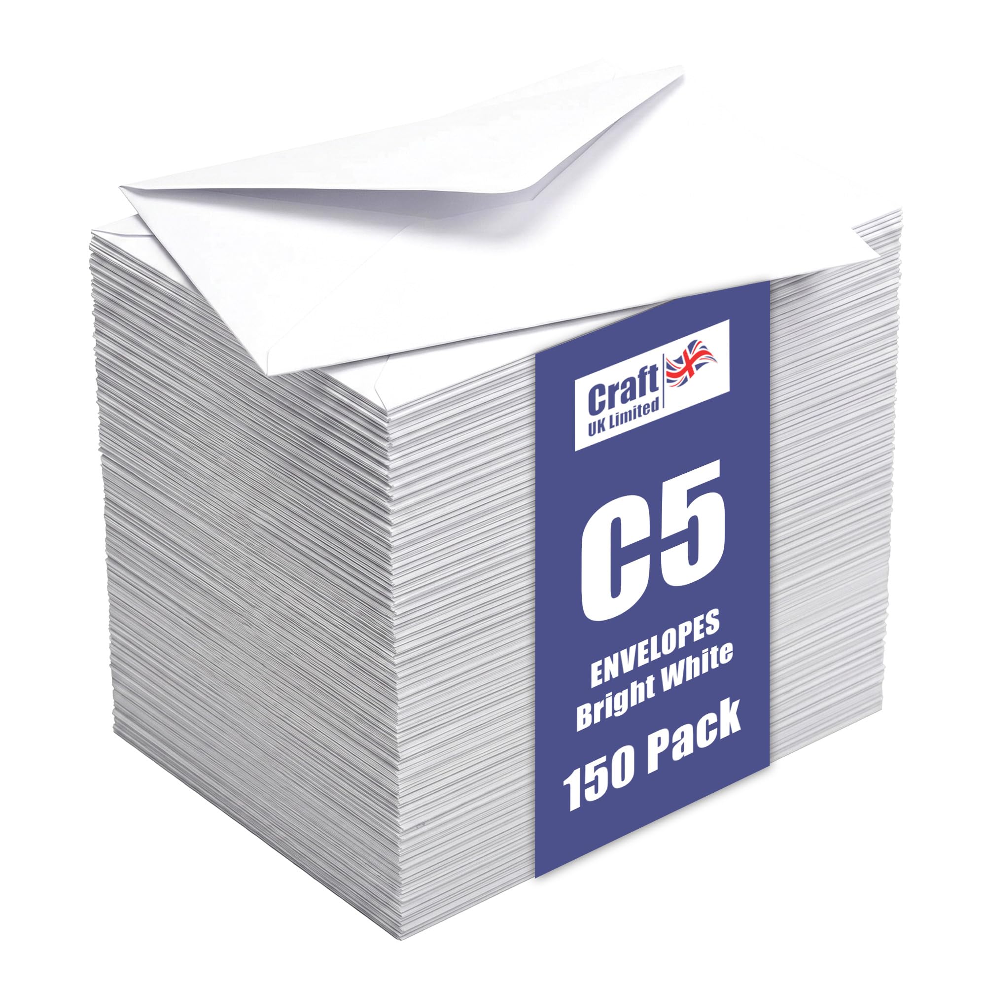 Craft UK Limited 2335 - 150 C5 Bright White Envelopes for Cards & Invitations | 100 gsm Papier 1