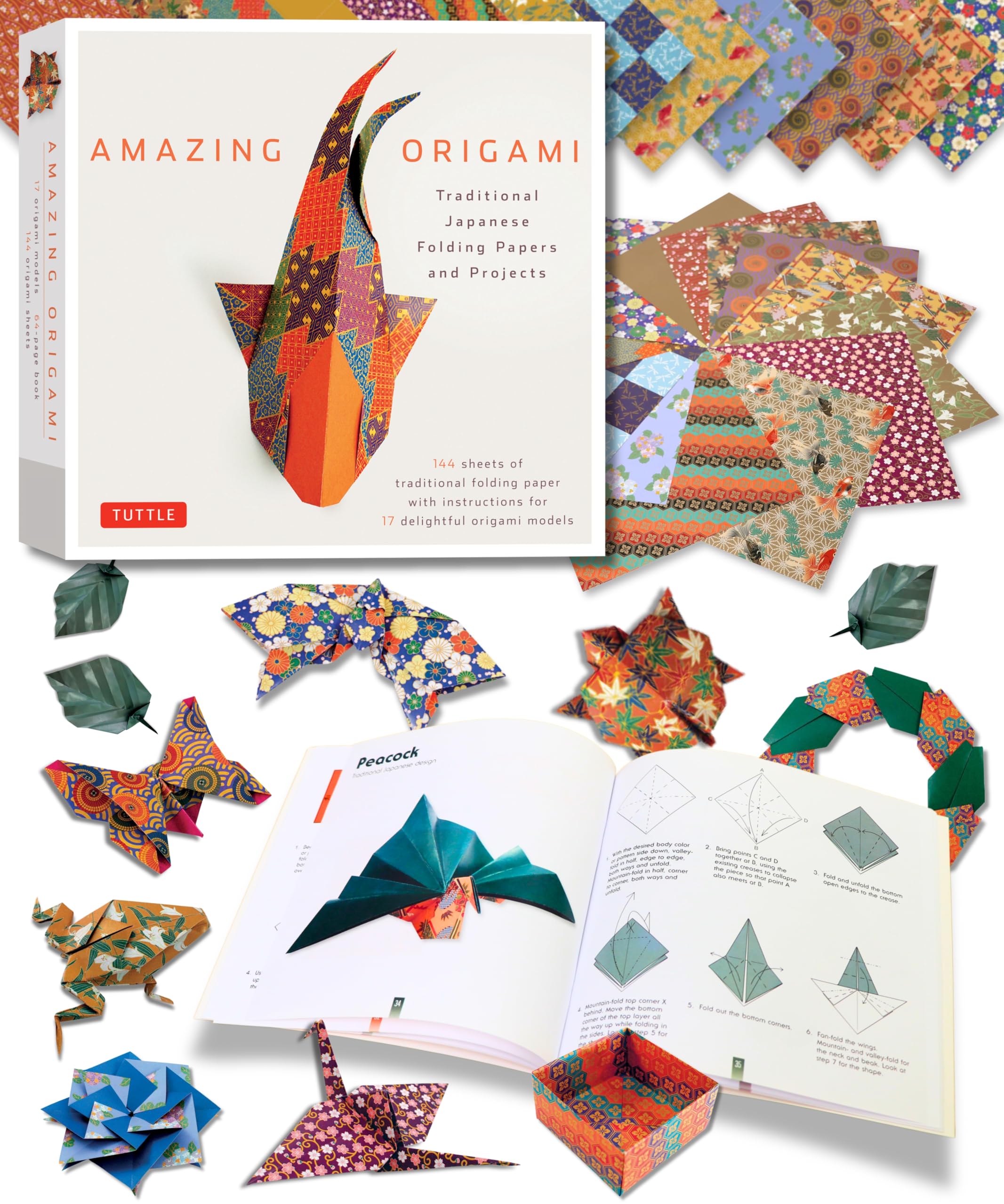Tuttle Publishing Amazing Origami Kit - 144 Traditional Japanese Folding Papers & 17 Projects | Paperback