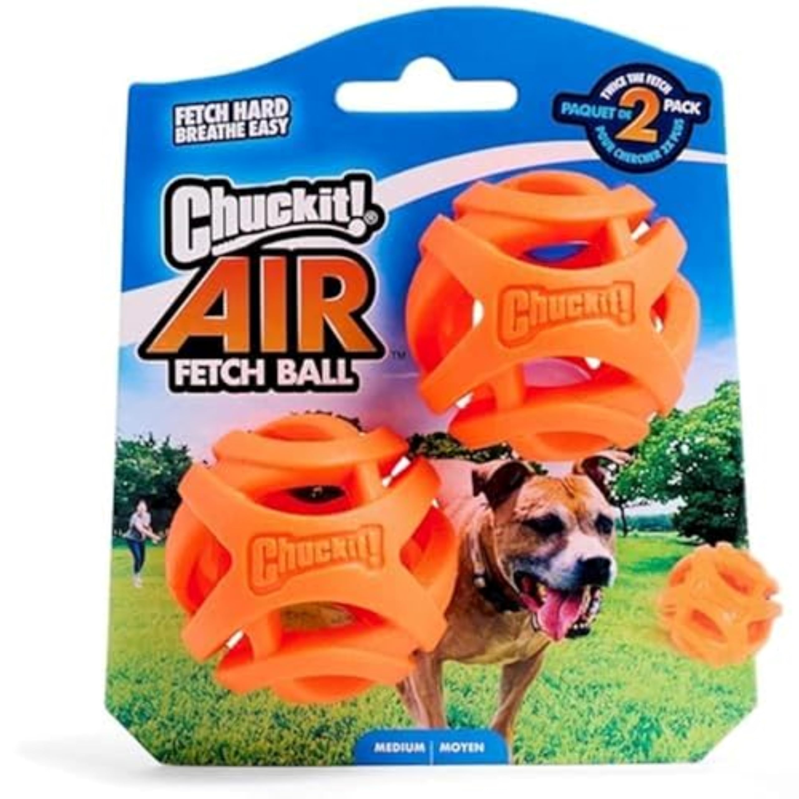 Chuckit! Air Fetch Ball - High Bounce Lightweight Rubber Dog Toy | Medium Size | Multi-colored