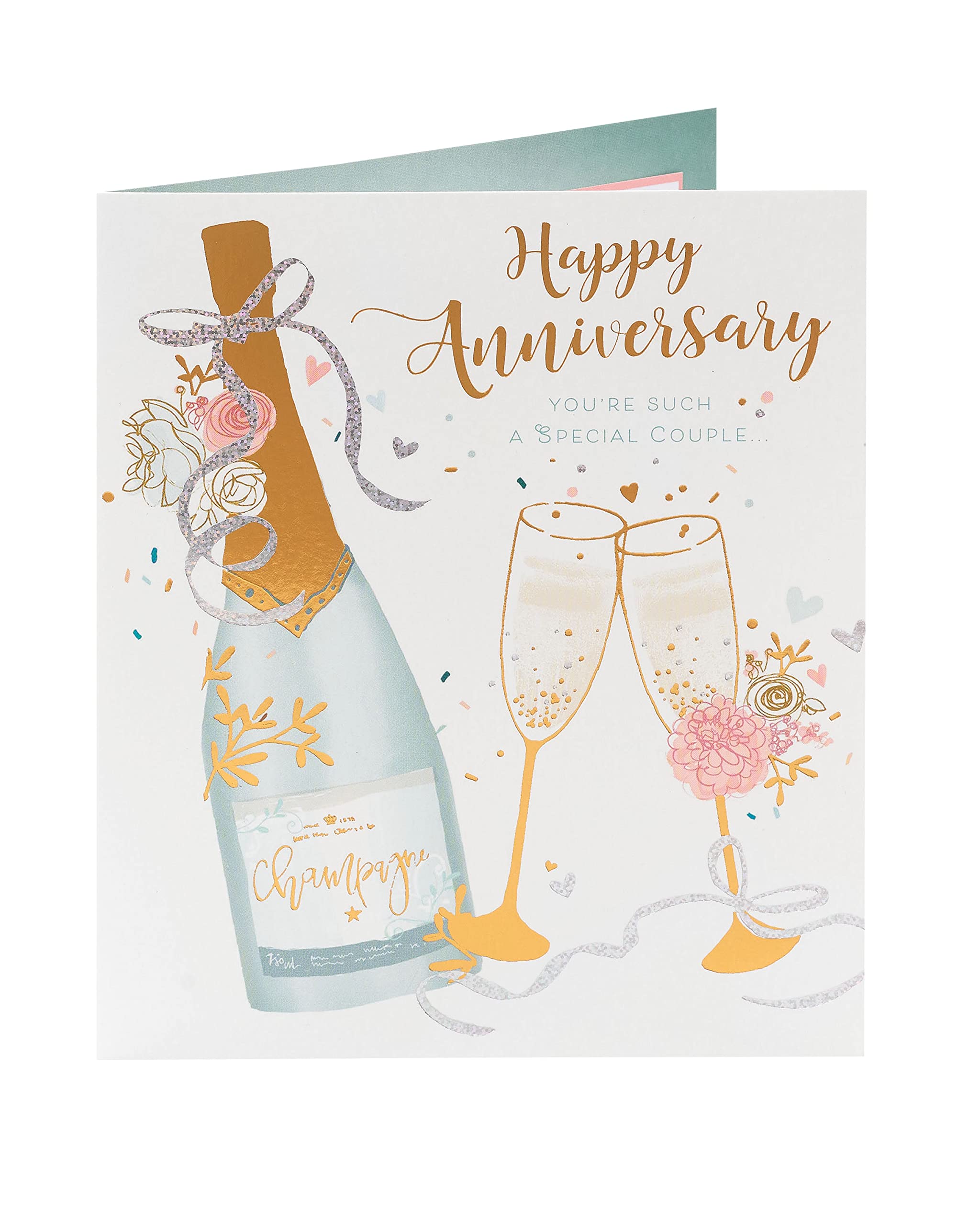 UK Greetings Anniversary Card for Him/Her/Friend - Champagne & Flutes Design | 165 x 190 mm 5