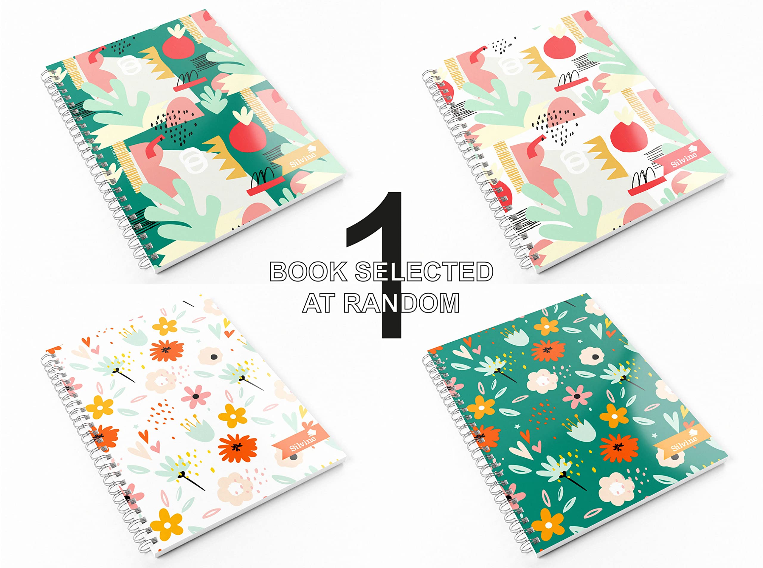 Silvine A5 Wirebound Notebook - 160 Page Feint Ruled with Perforated Pages | Assorted Designs 2