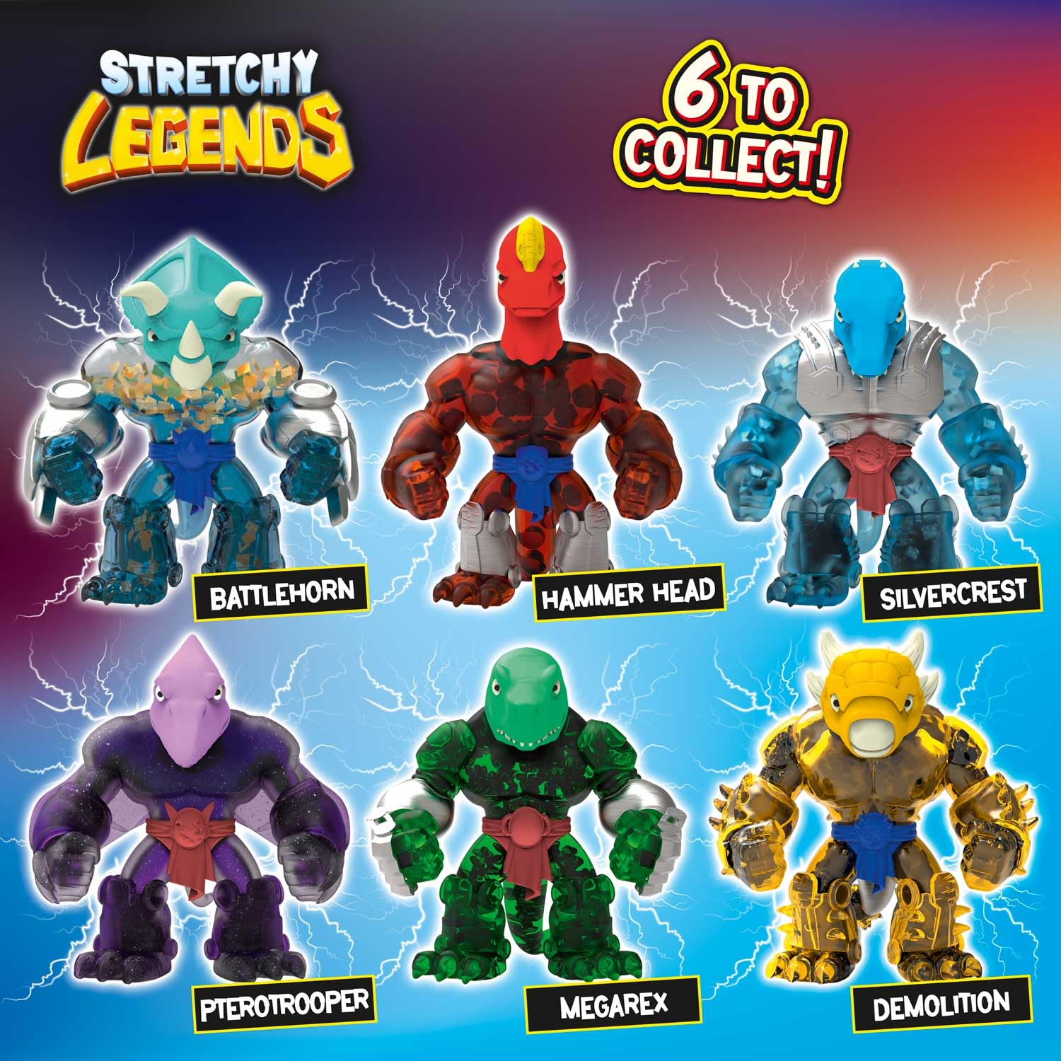 STRETCHY LEGENDS Megarex Stretchy Action Figure – Neon Slime Filled Dinosaur with Movable Jaw & 3 Accessories 9