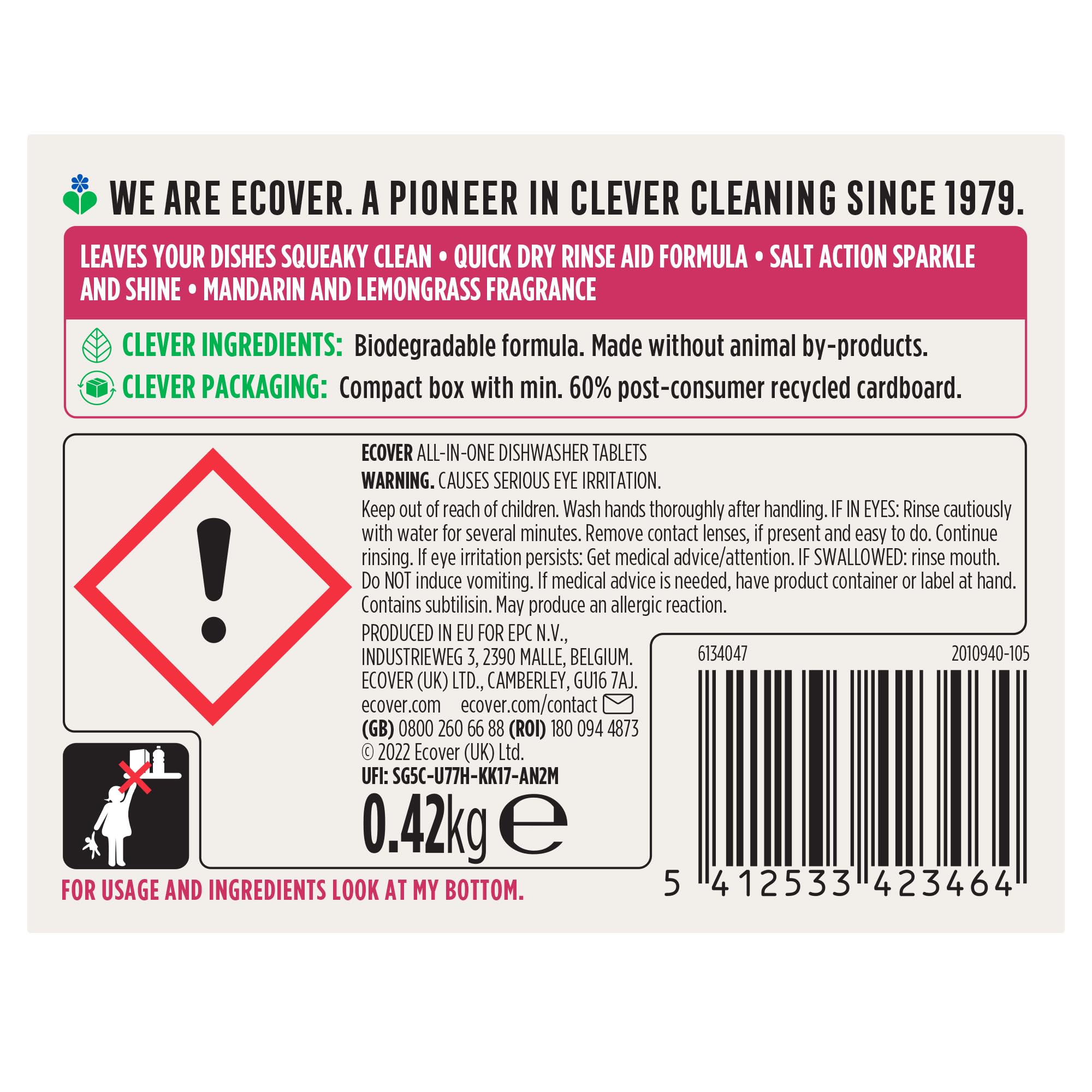 Ecover All-in-One Dishwasher Tablets with Salt & Rinse Aid (24 Tablets) 8