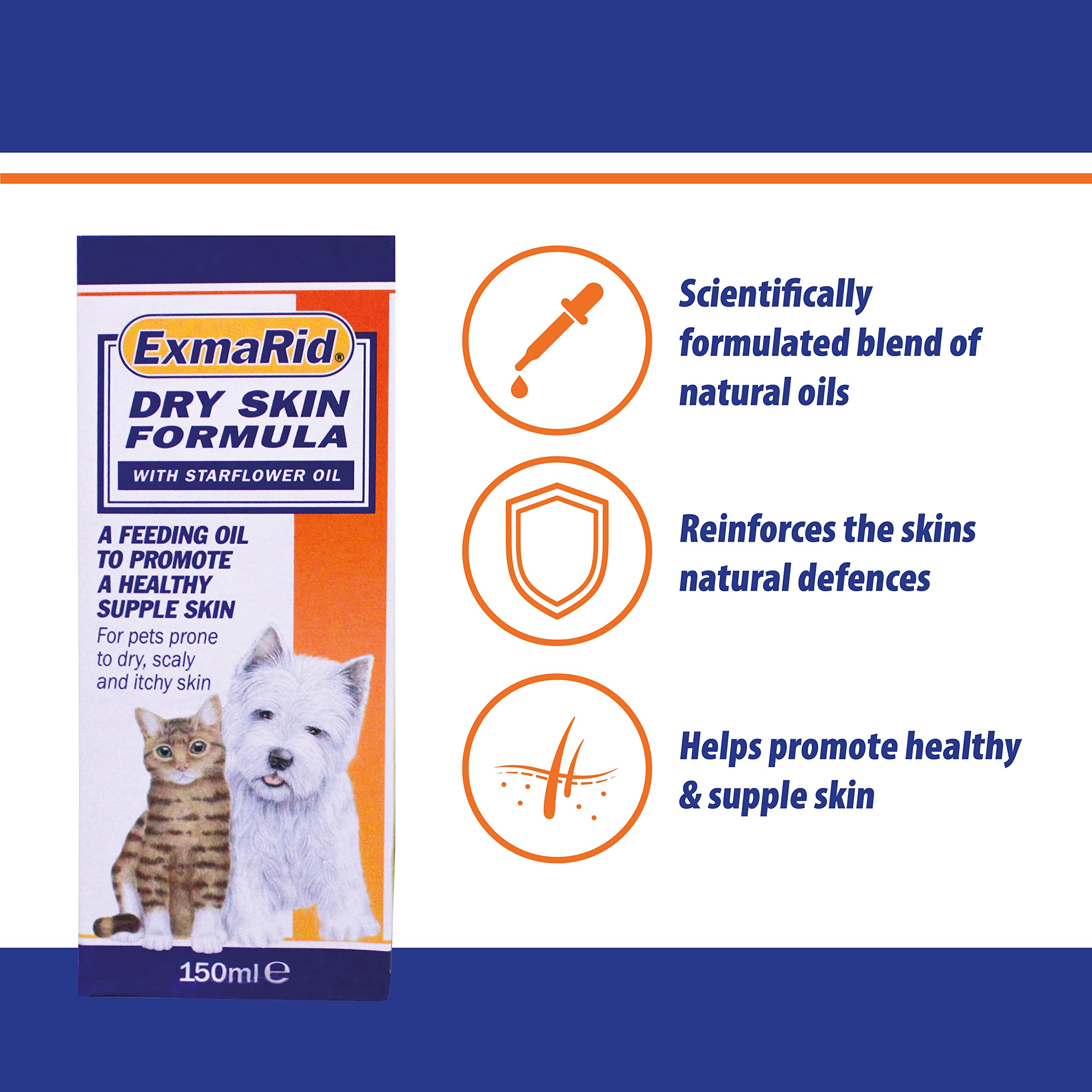 Exmarid Dry Skin Formula Supplement for Dogs - Nourishing Oil for Hydration | 150 ml