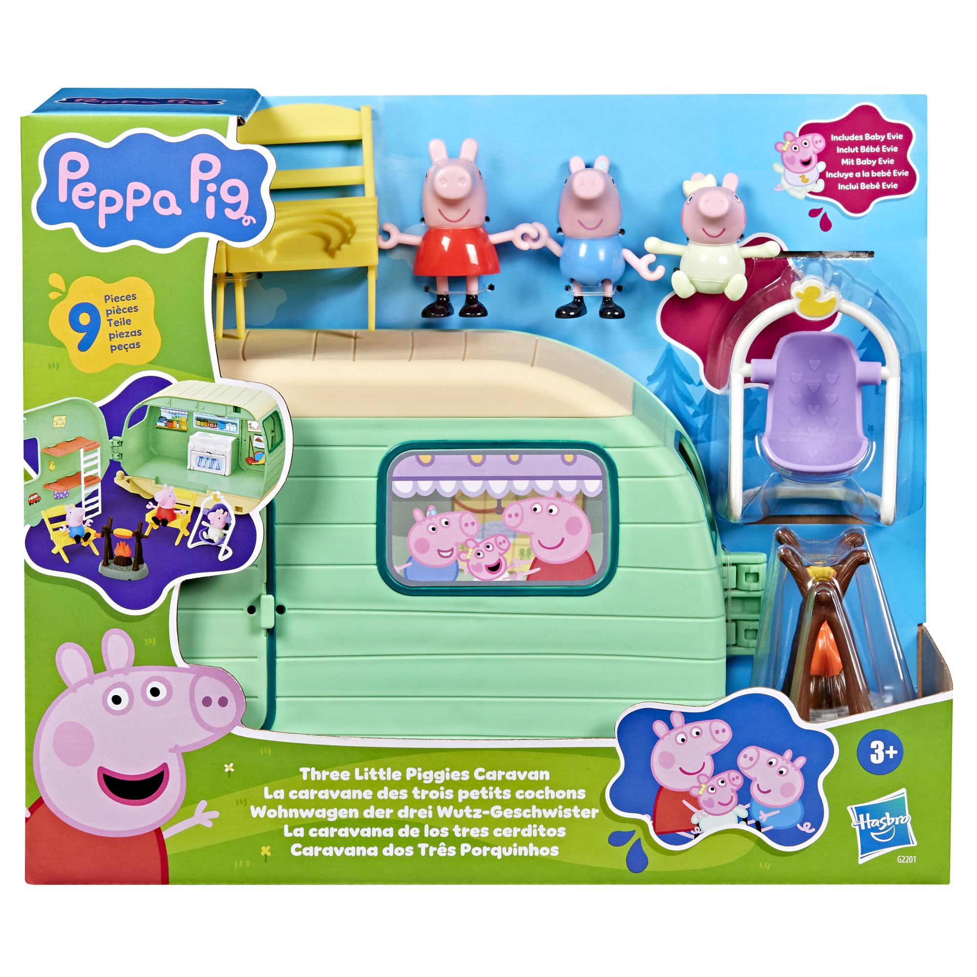 Peppa Pig Three Little Piggies Caravan Playset with 3 Figures - Ages 3+