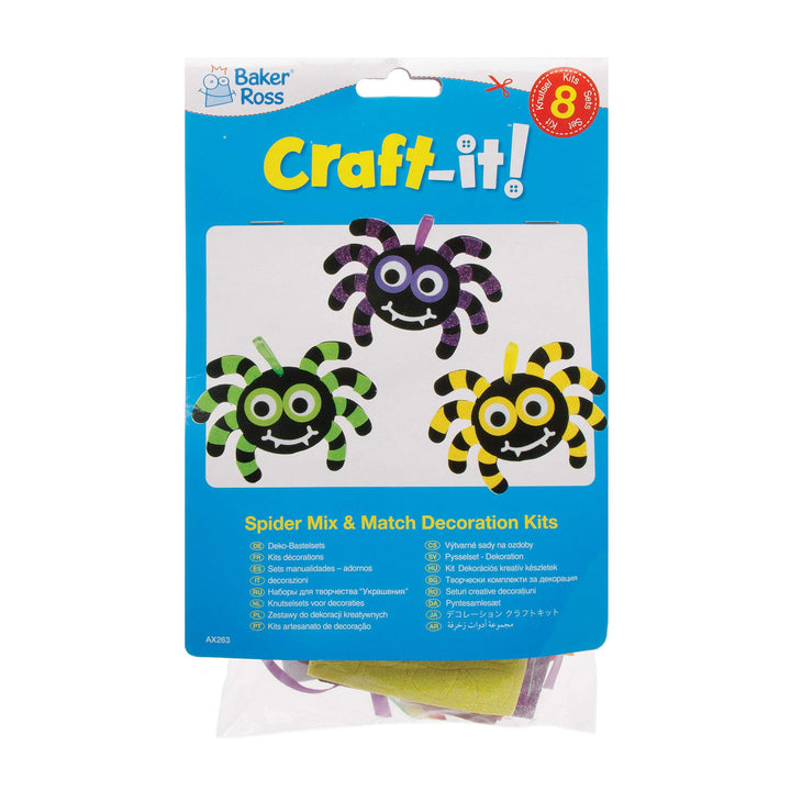 Baker Ross Spider Mix and Match Halloween Decoration Craft Kit - Pack of 8