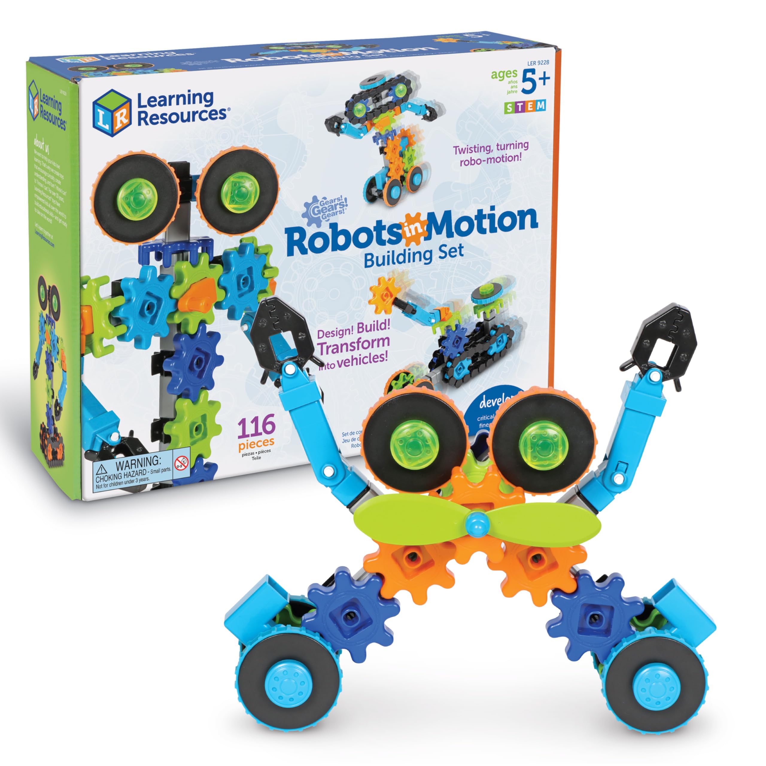 Learning Resources Gears! Gears! Gears! Robots in Motion - STEM Building Set for Kids Ages 5+ 8