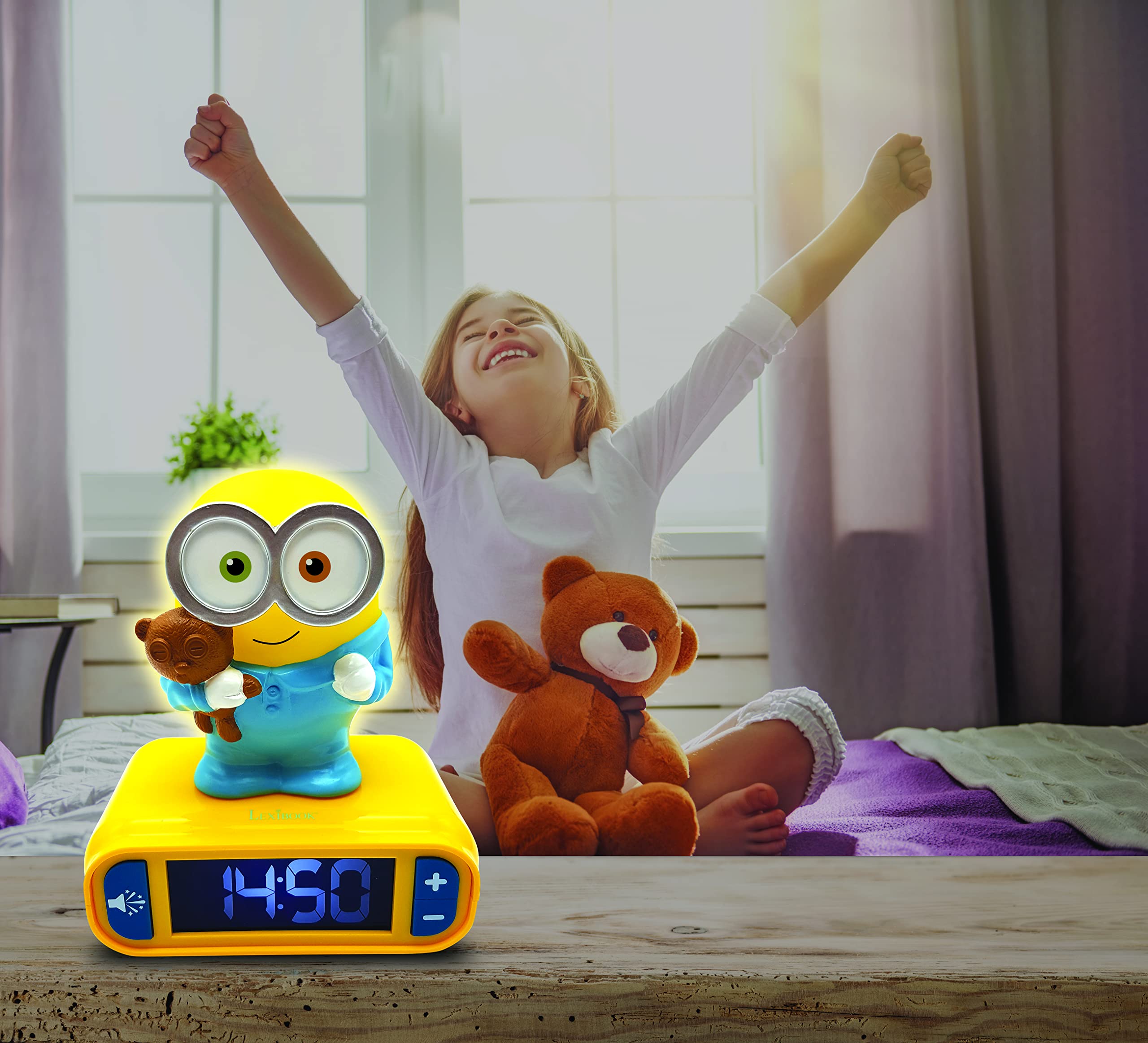 LEXIBOOK Minions Digital Alarm Clock with Night Light - Bob Light-Up Feature, Snooze & Sound Effects 6