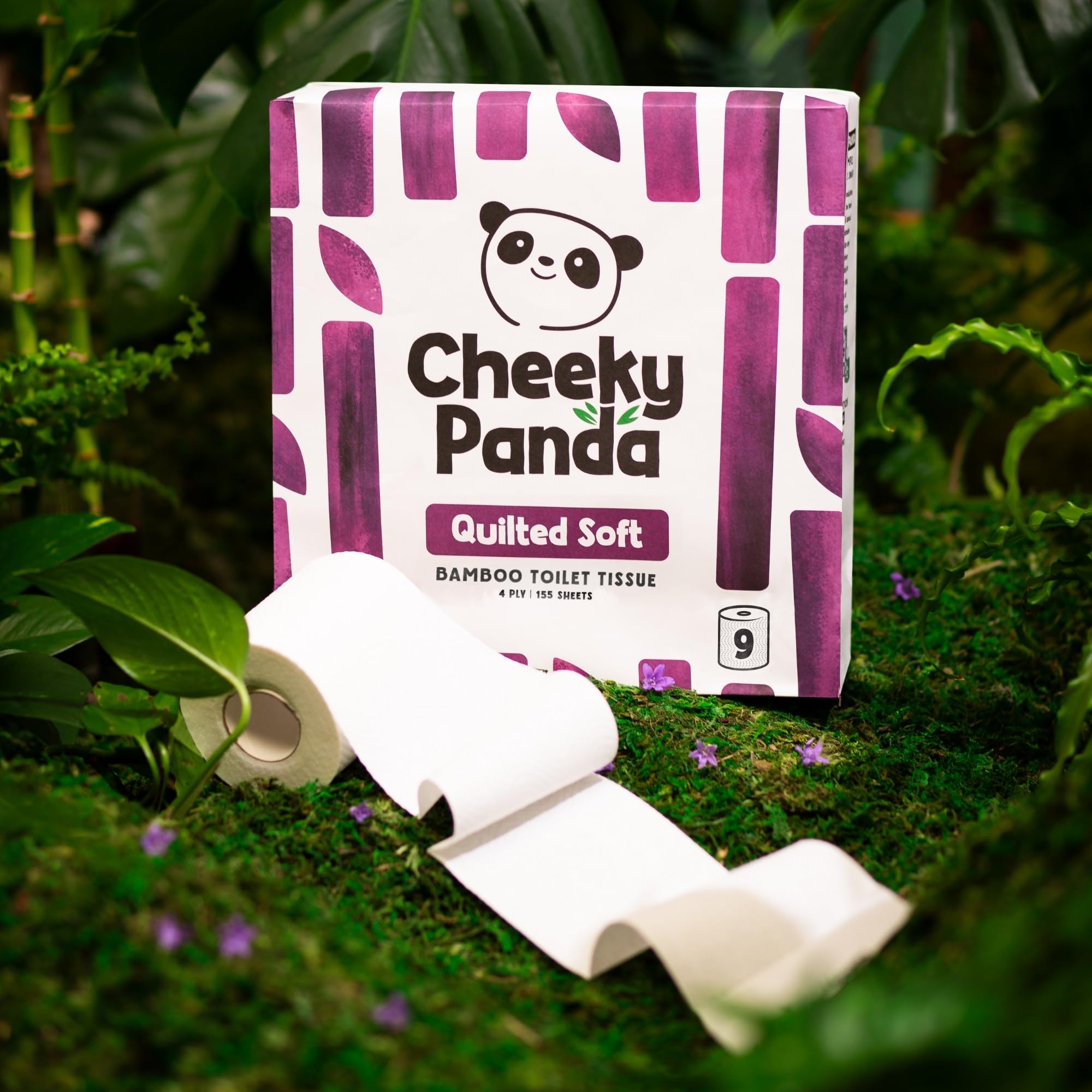 The Cheeky Panda Bamboo 4 Ply Quilted Toilet Roll - 9 Rolls | Ultra Soft, Unscented, Flushable 5