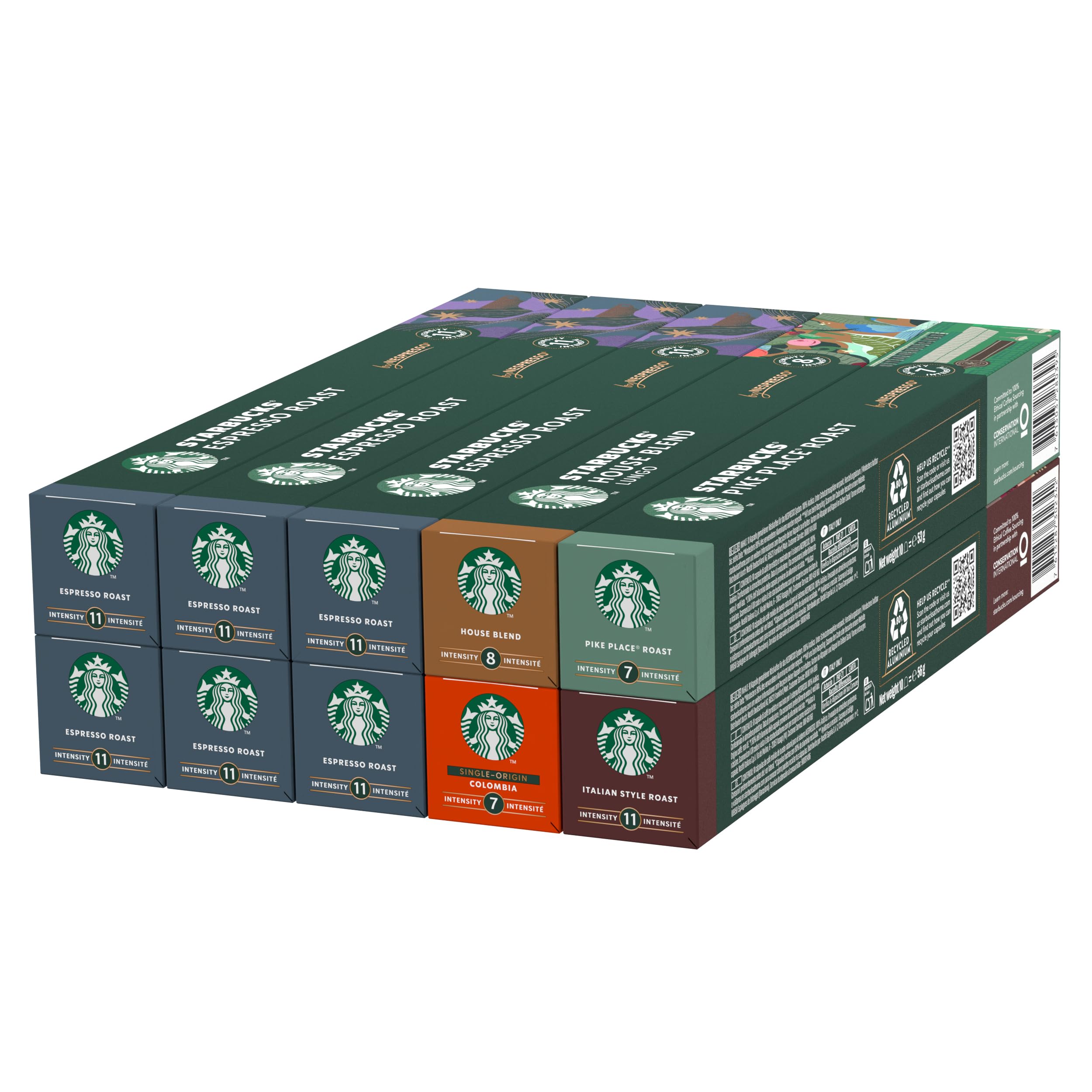 STARBUCKS Coffee Shop Classics Espresso Roast Variety Pack by Nespresso | 10 Count Capsules | Medium & Dark Roasts