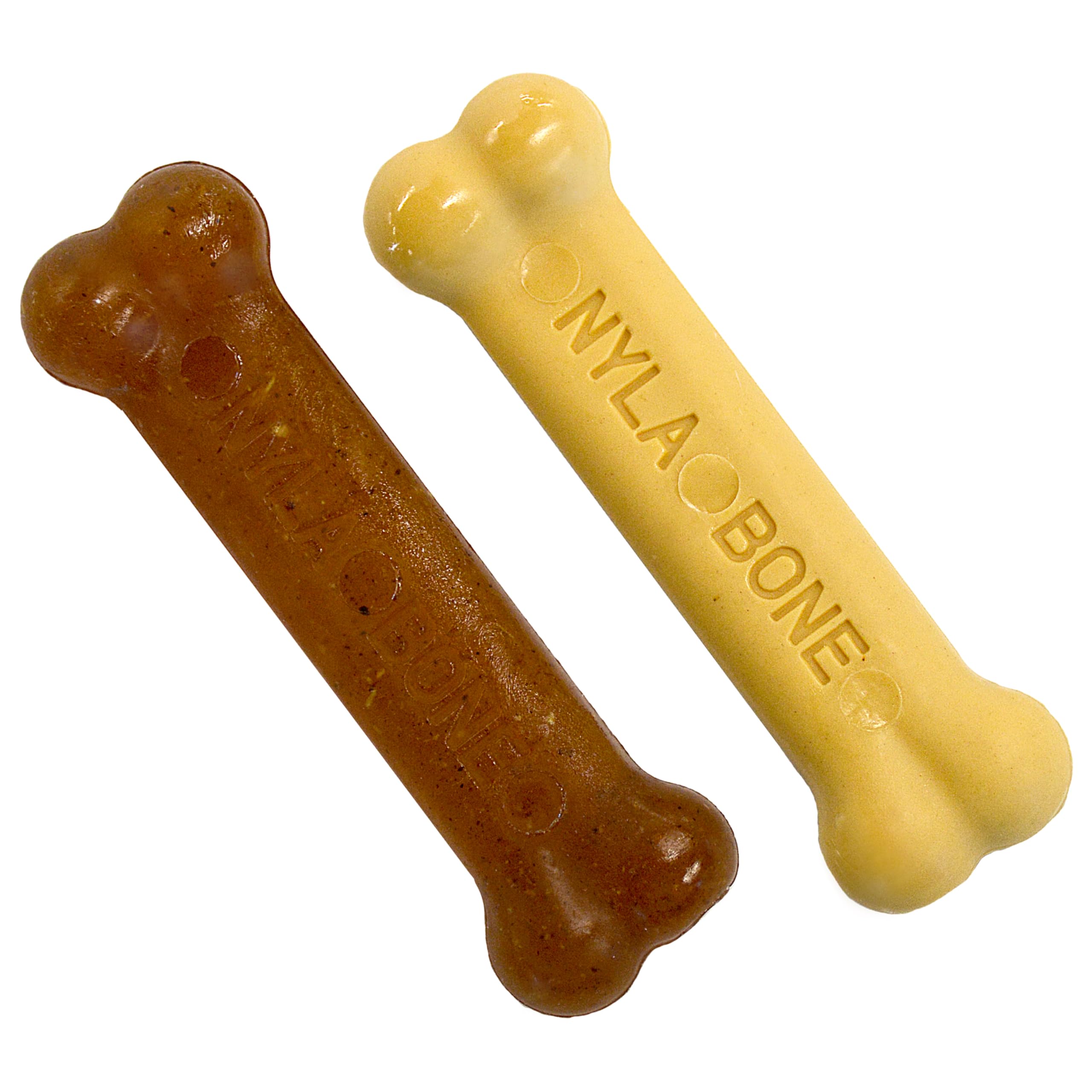 Nylabone Gentle Puppy Chew Toy Bones - Chicken & Peanut Butter Flavour, XS, Up to 7kg (Twin Pack)