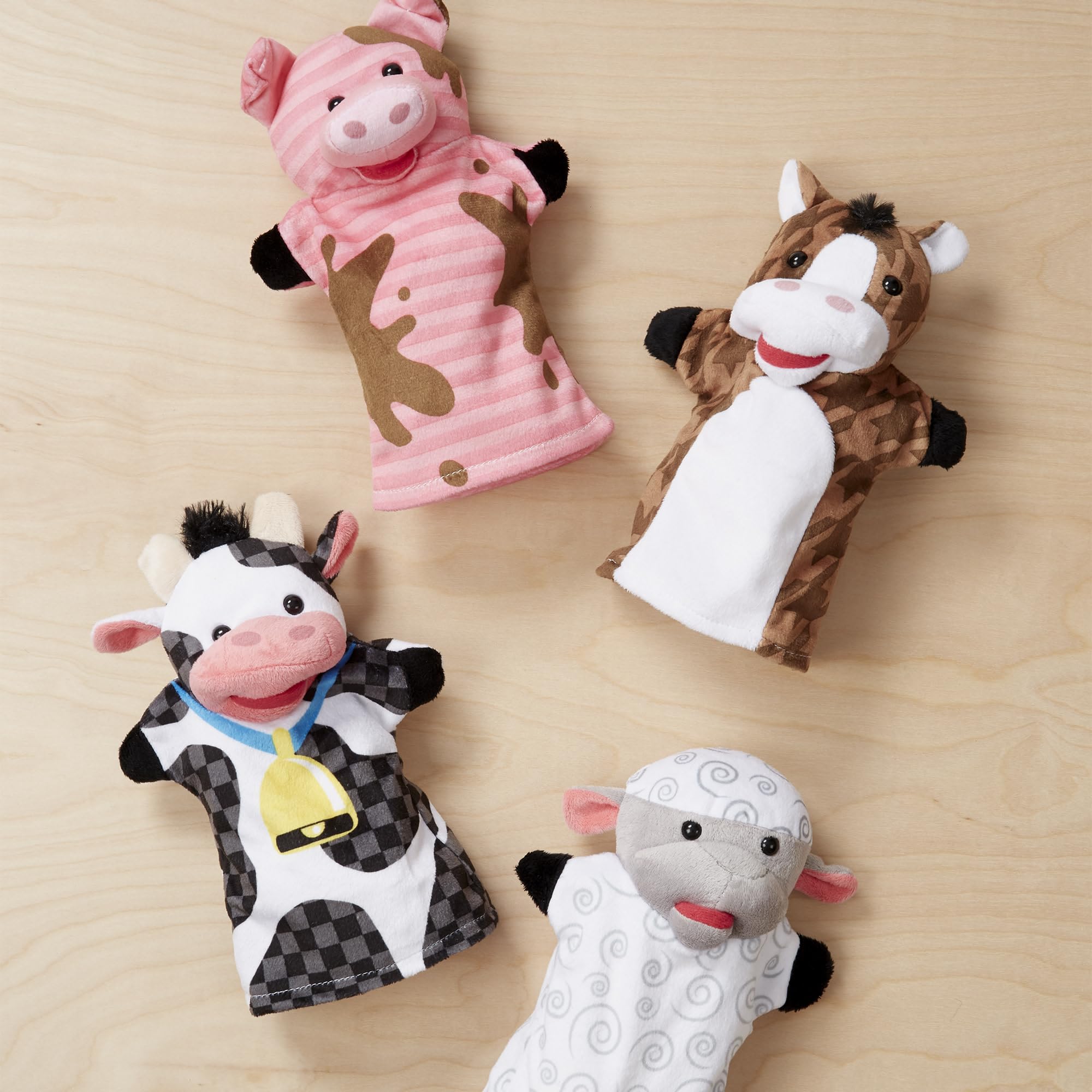 Melissa & Doug Farm Friends Hand Puppets - 4-Piece Soft Puppet Set for Toddlers 2+ 7
