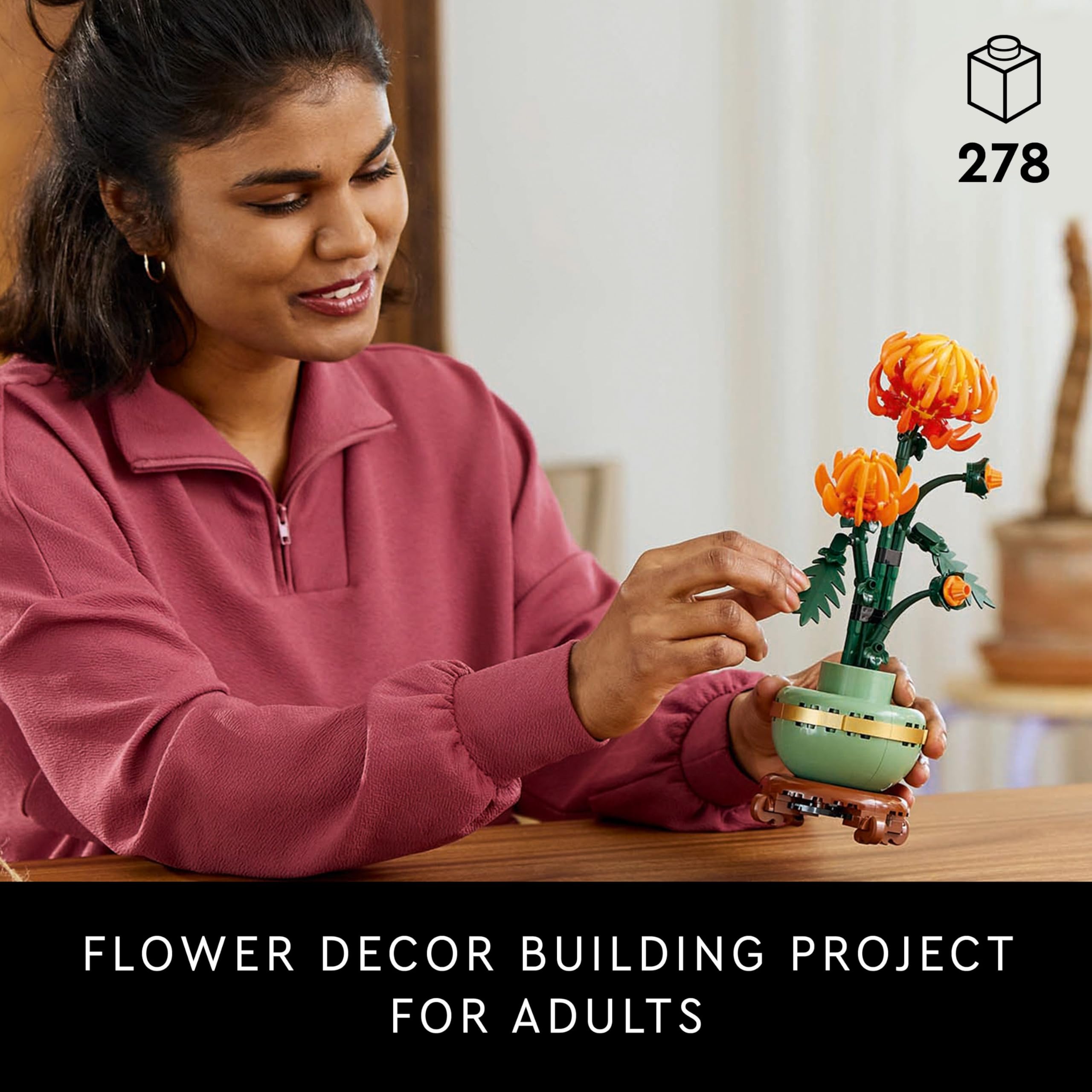 LEGO Icons Chrysanthemum Flower Building Set - 278-Piece Creative Kit for Adults 11