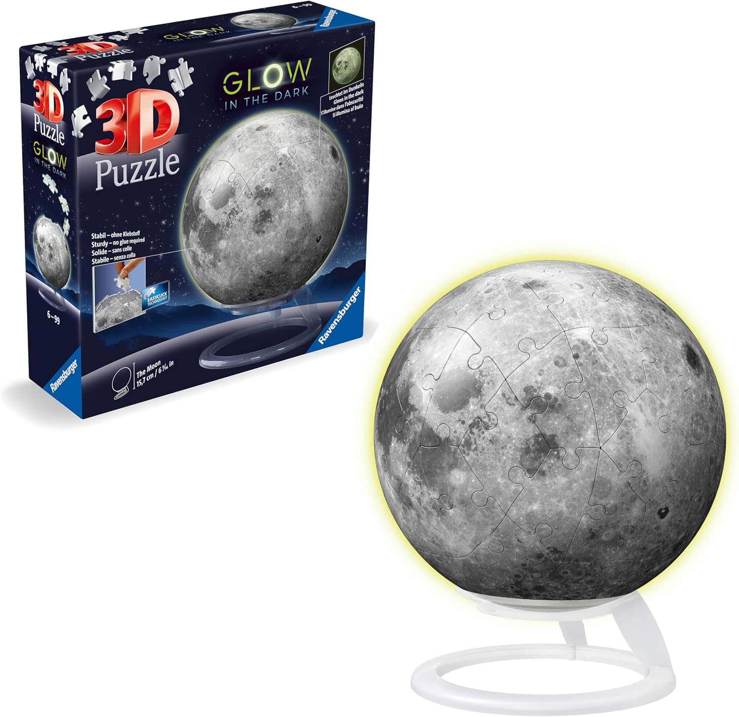 Ravensburger Glow in the Dark Moon 3D Puzzle - 72-Piece Educational Toy for Ages 6+ 1