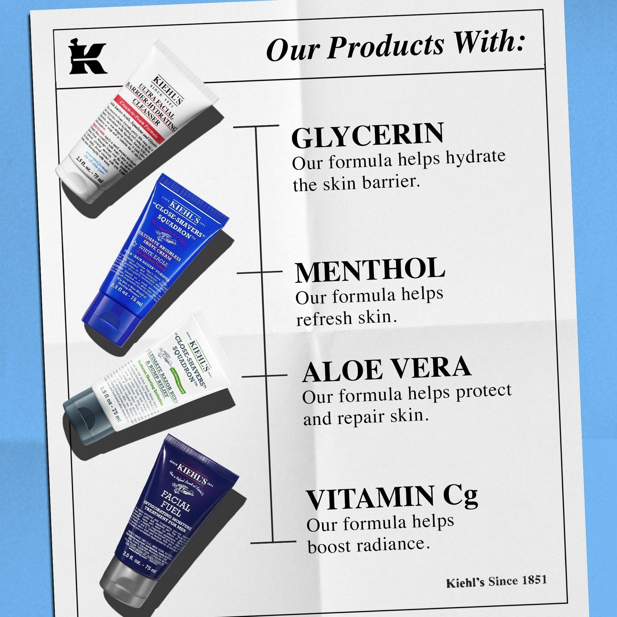 Kiehl's Get Up and Groom Men's Shave Collection Gift Set | 4 Piece Set (75 ml x 4) 3