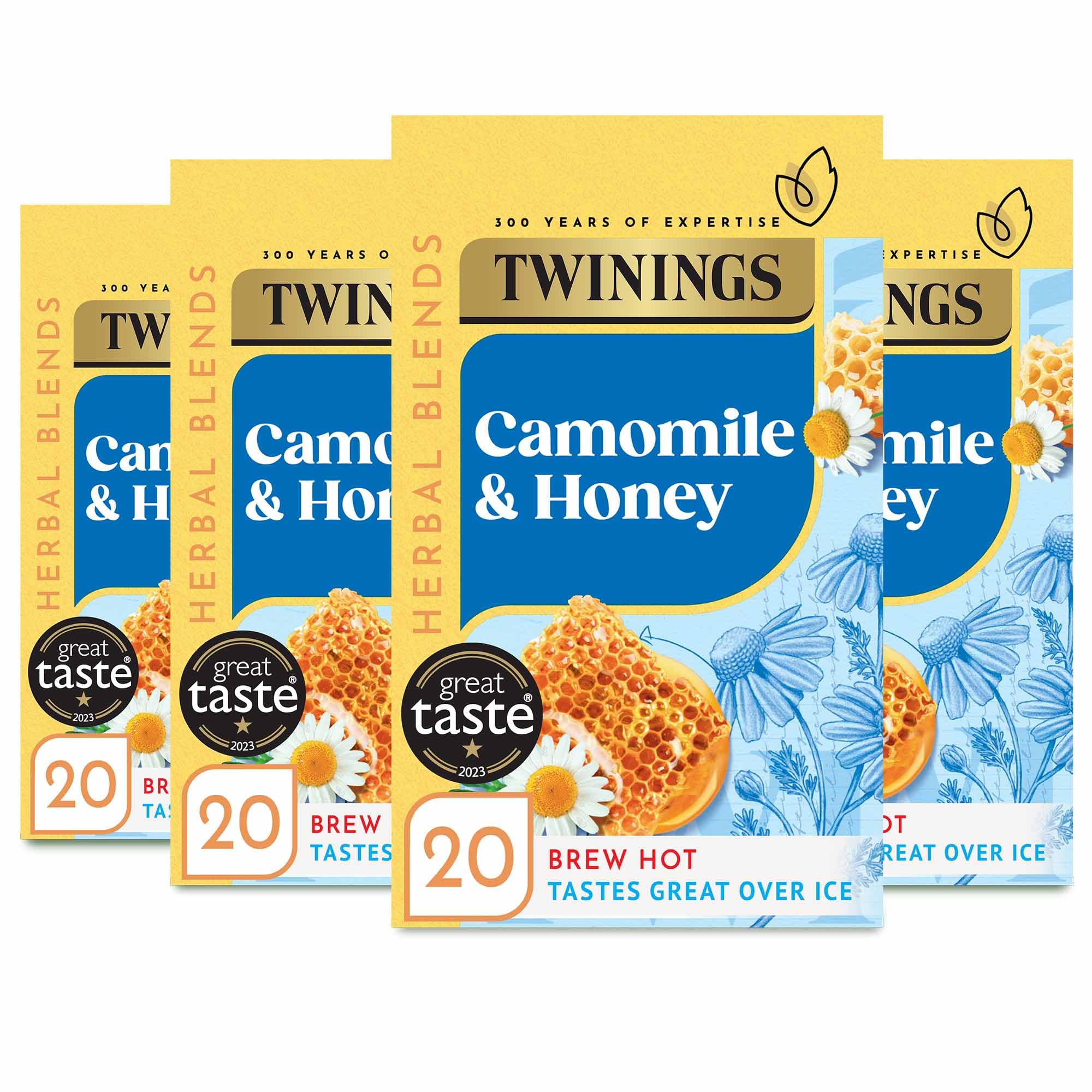 Twinings Camomile and Honey Herbal Tea - 80 Biodegradable Teabags (4 x 20 Count)
