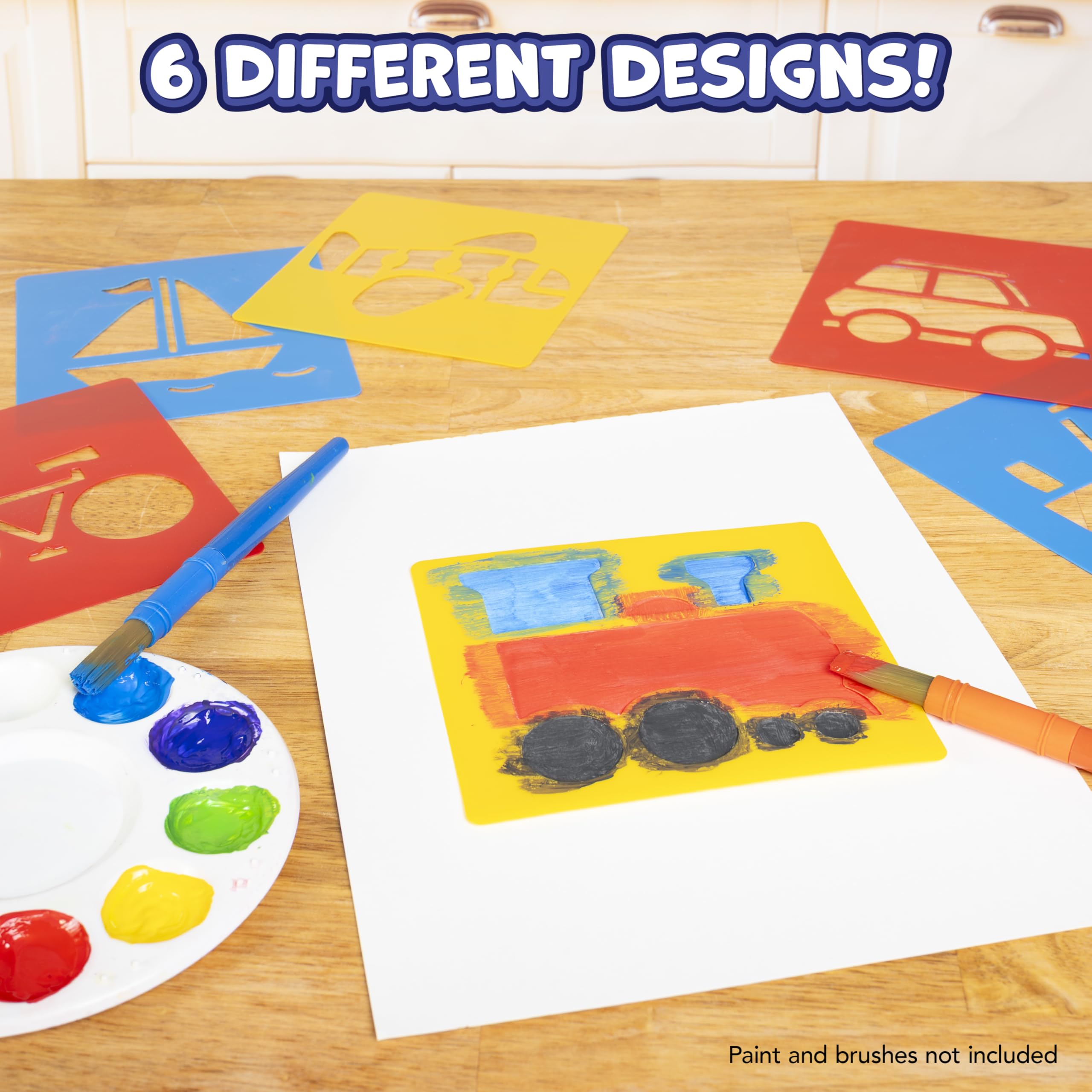 READY 2 LEARN Transportation Plastic Stencils Set of 6 | Washable | 15 cm x 14.5 cm