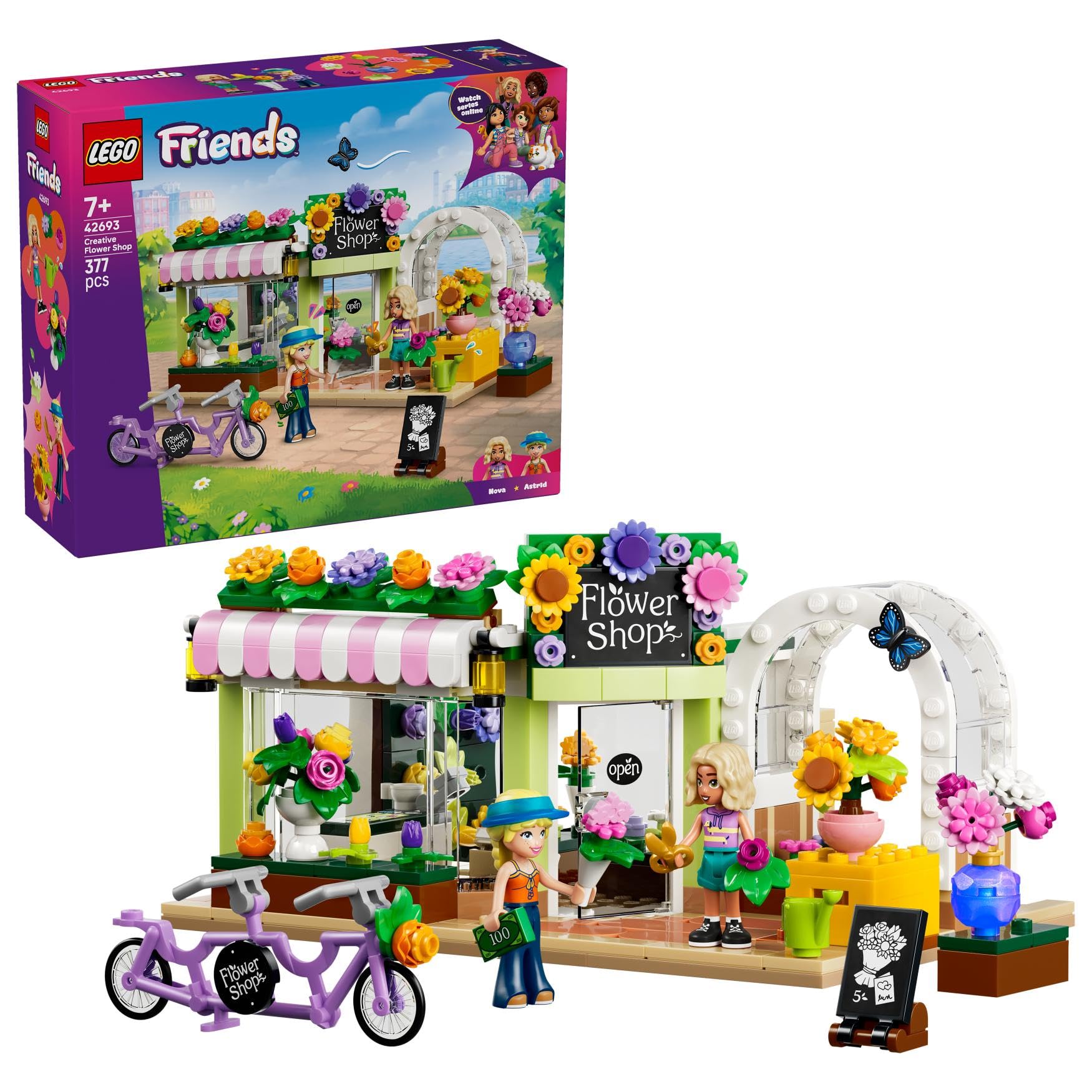 LEGO Friends Creative Flower Shop Toy Set 42693 for Ages 7+ | Includes 2 Mini Dolls