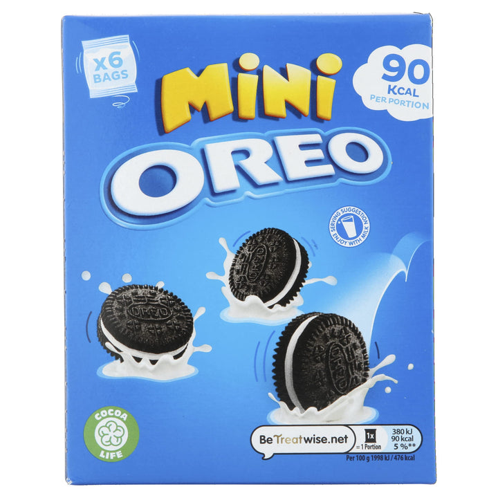 Oreo Chocolate Sandwich Biscuit Mini Bags, Classic Cream-Filled Snacks, Pack of 6