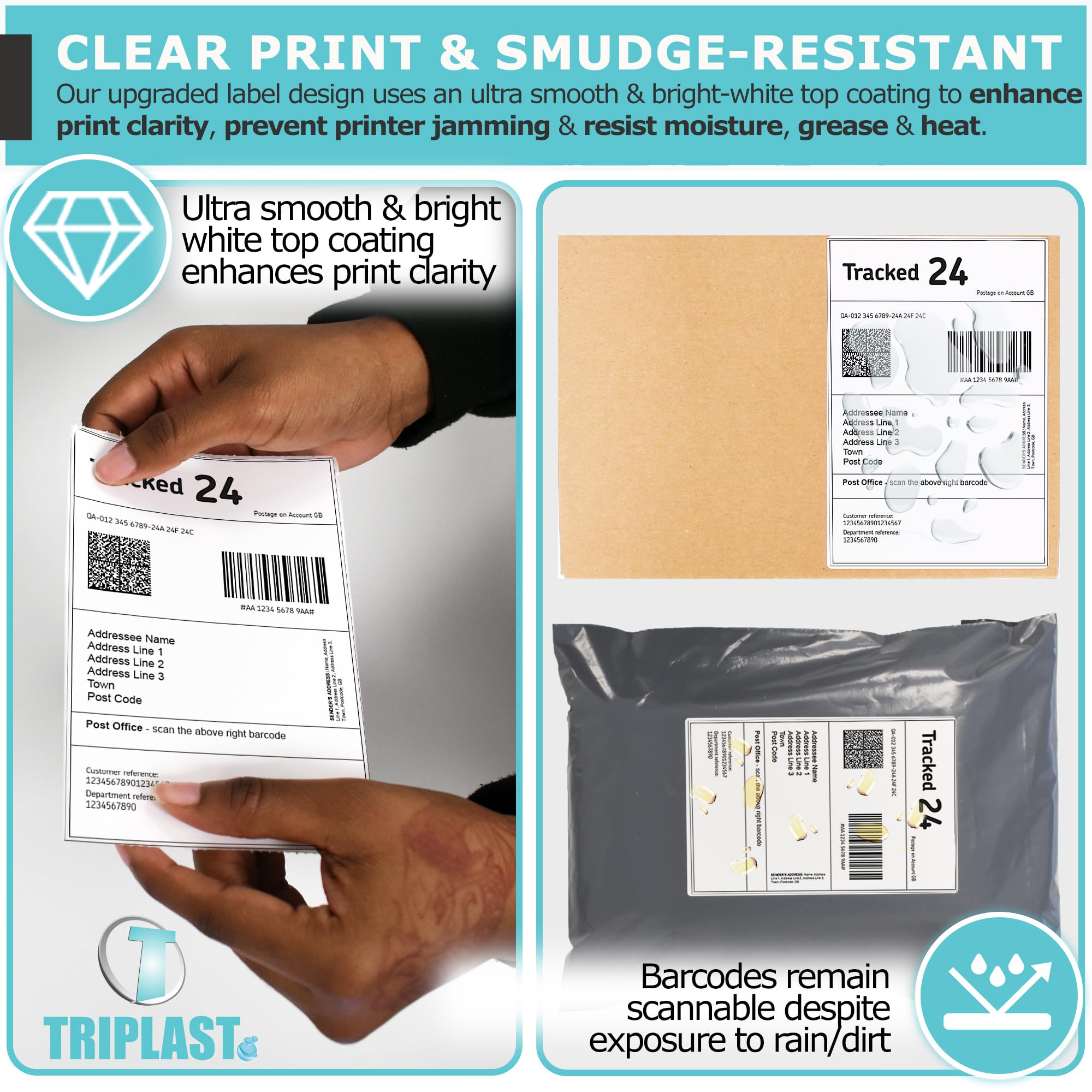 Triplast Thermal Printer Labels Roll - 250 Labels, 4x6 inch (102x152mm) White, Smudge & Fade Resistant 4