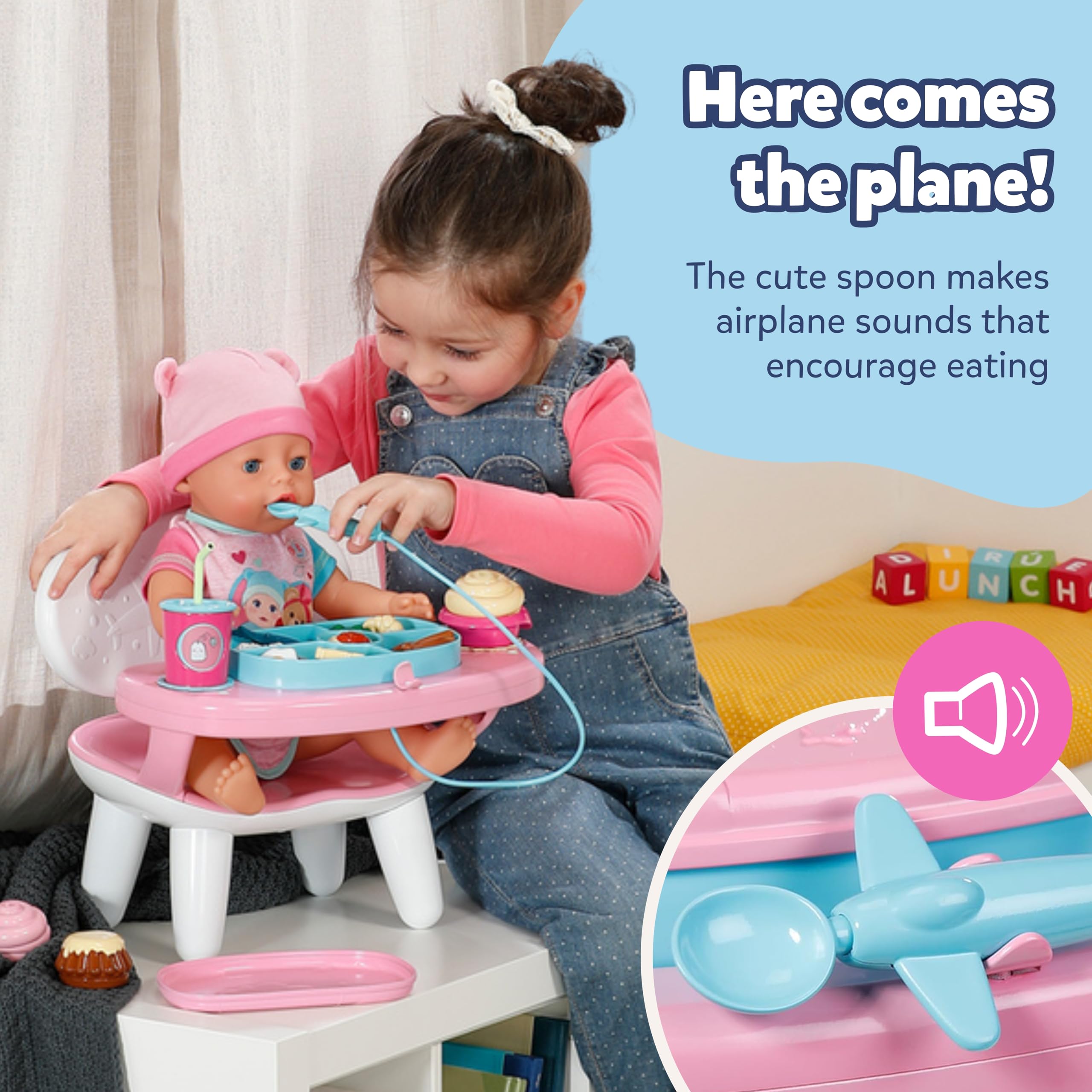 BABY born Feeding Table with Light & Sound Function - Interactive Playset for 43 cm Dolls 4