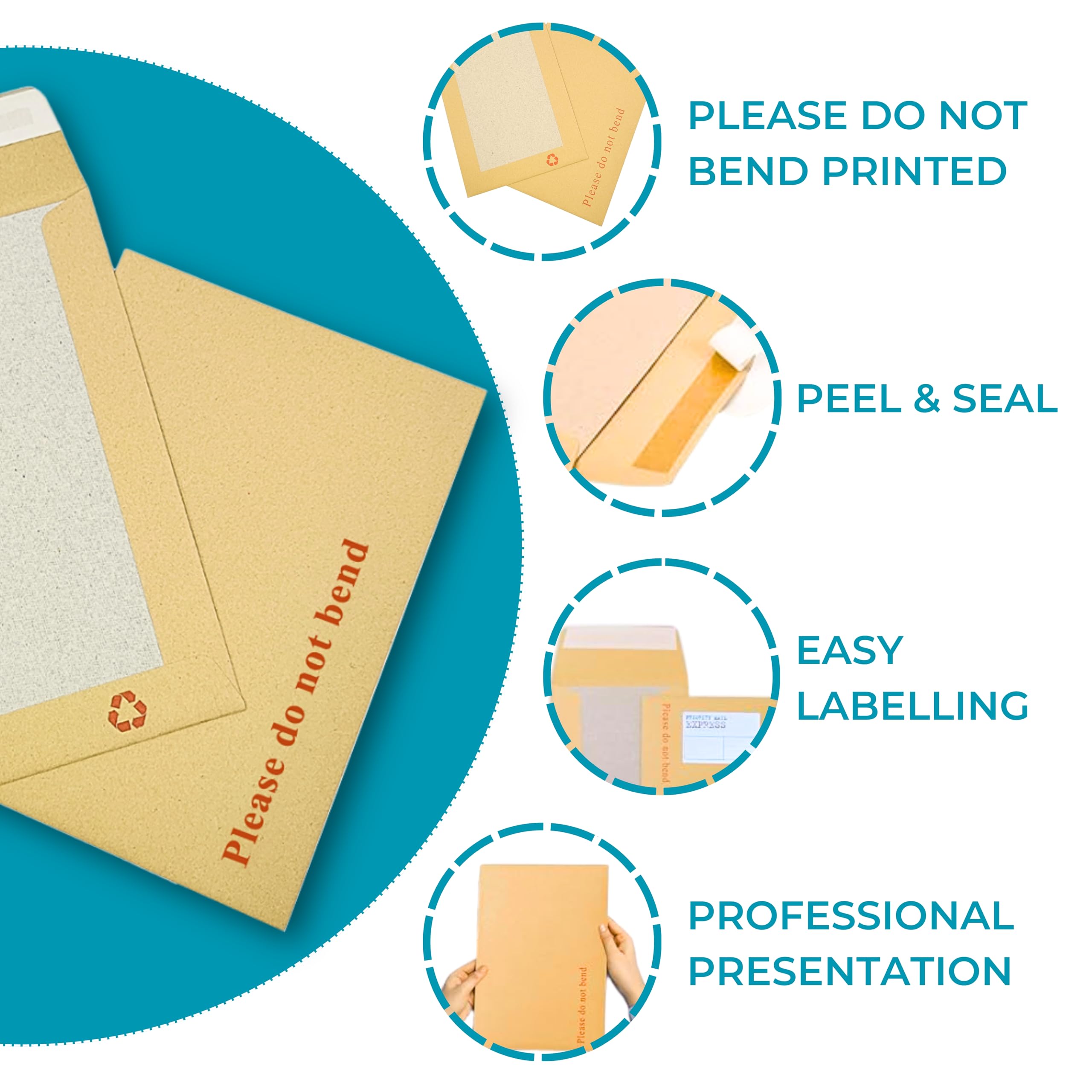 Double Dragon A3 Hard Board Backed Envelopes - 10 Pack, Self-Seal, Manilla, Prevents Bending