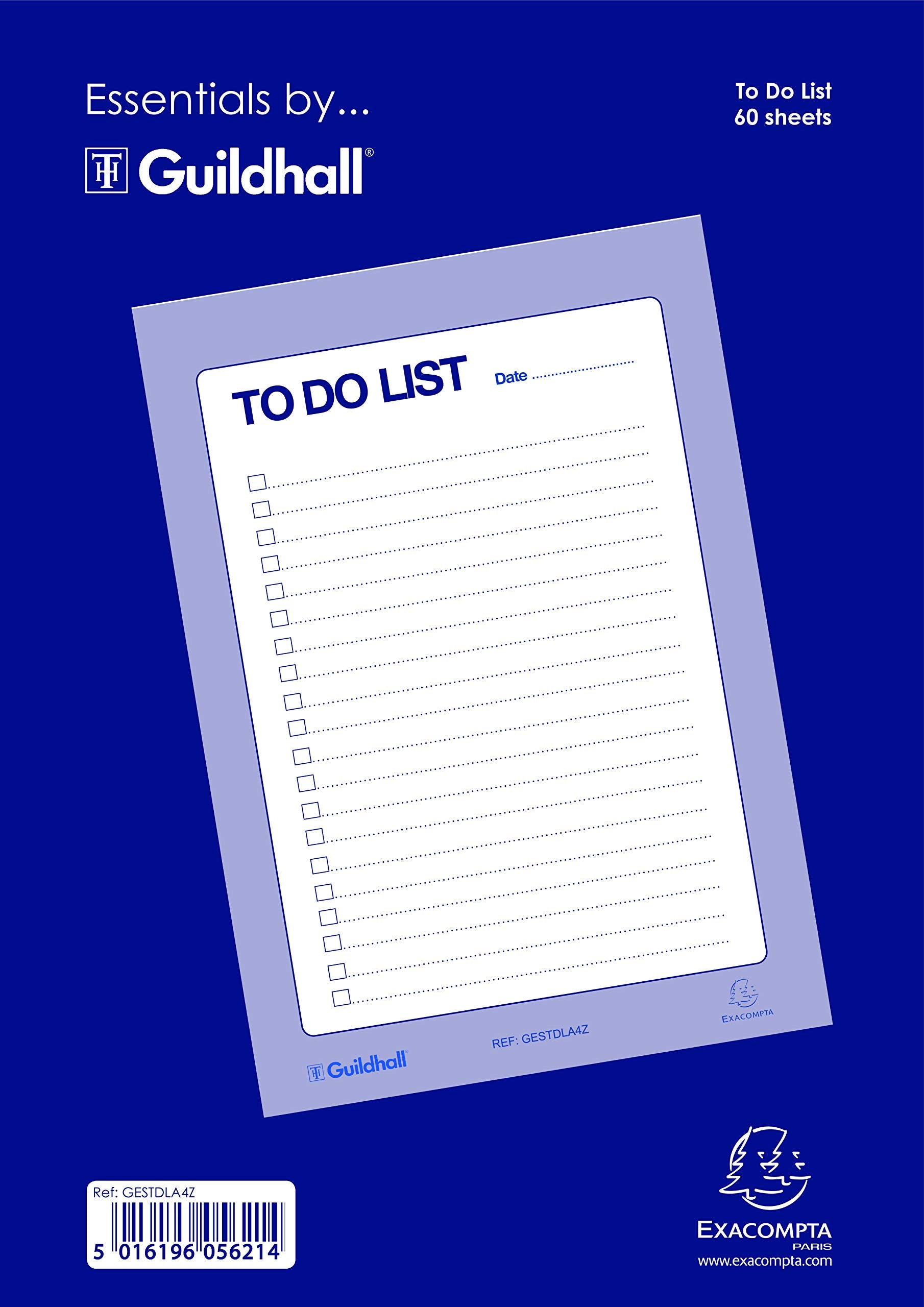 Exacompta Guildhall Essentials To Do List Pad - A4 Size, 60 Sheets, Blue/White