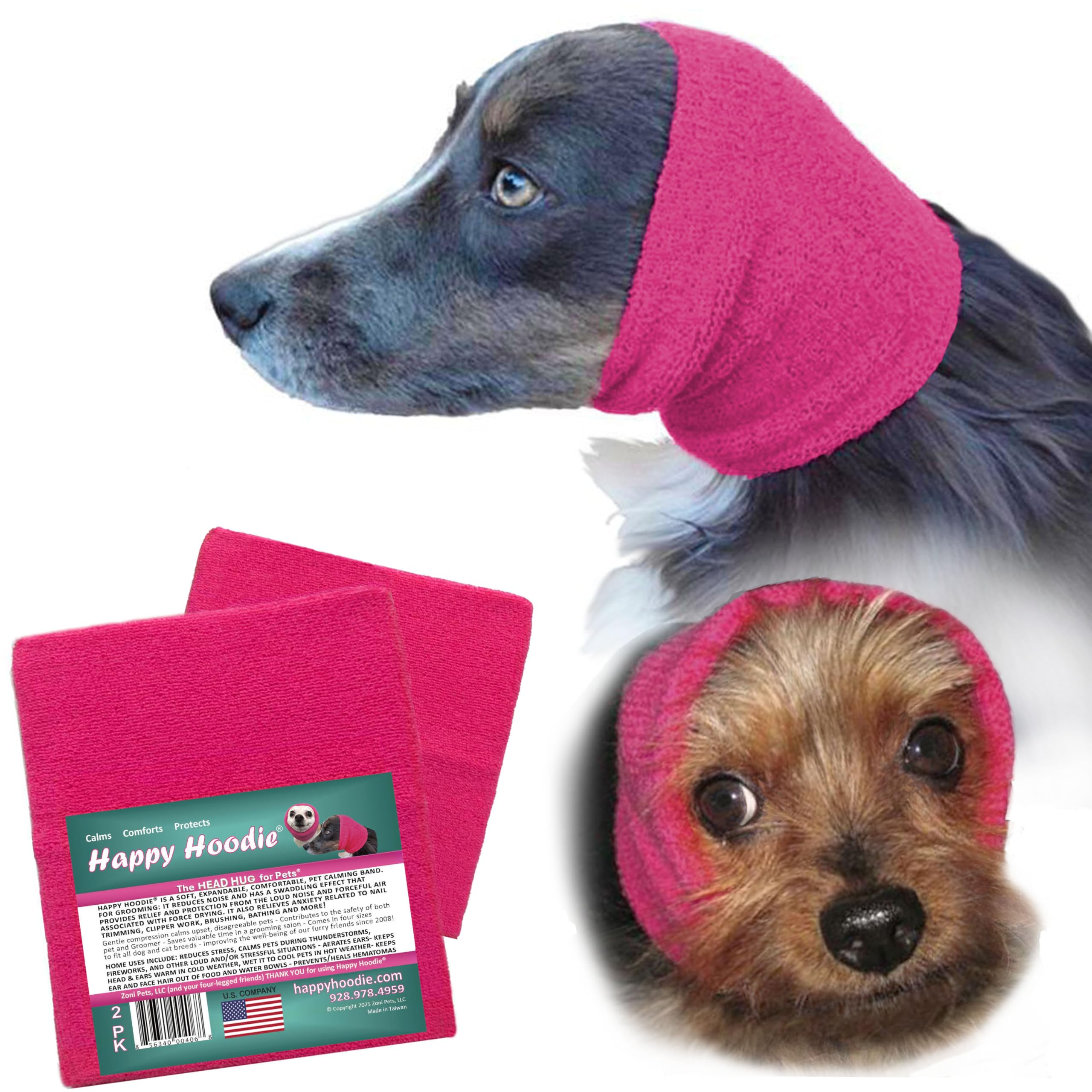 ZONI PETS Happy Hoodie Set - Noise Reduction & Grooming Aid for Small/Medium Dogs | Pink, 2 Pack 1