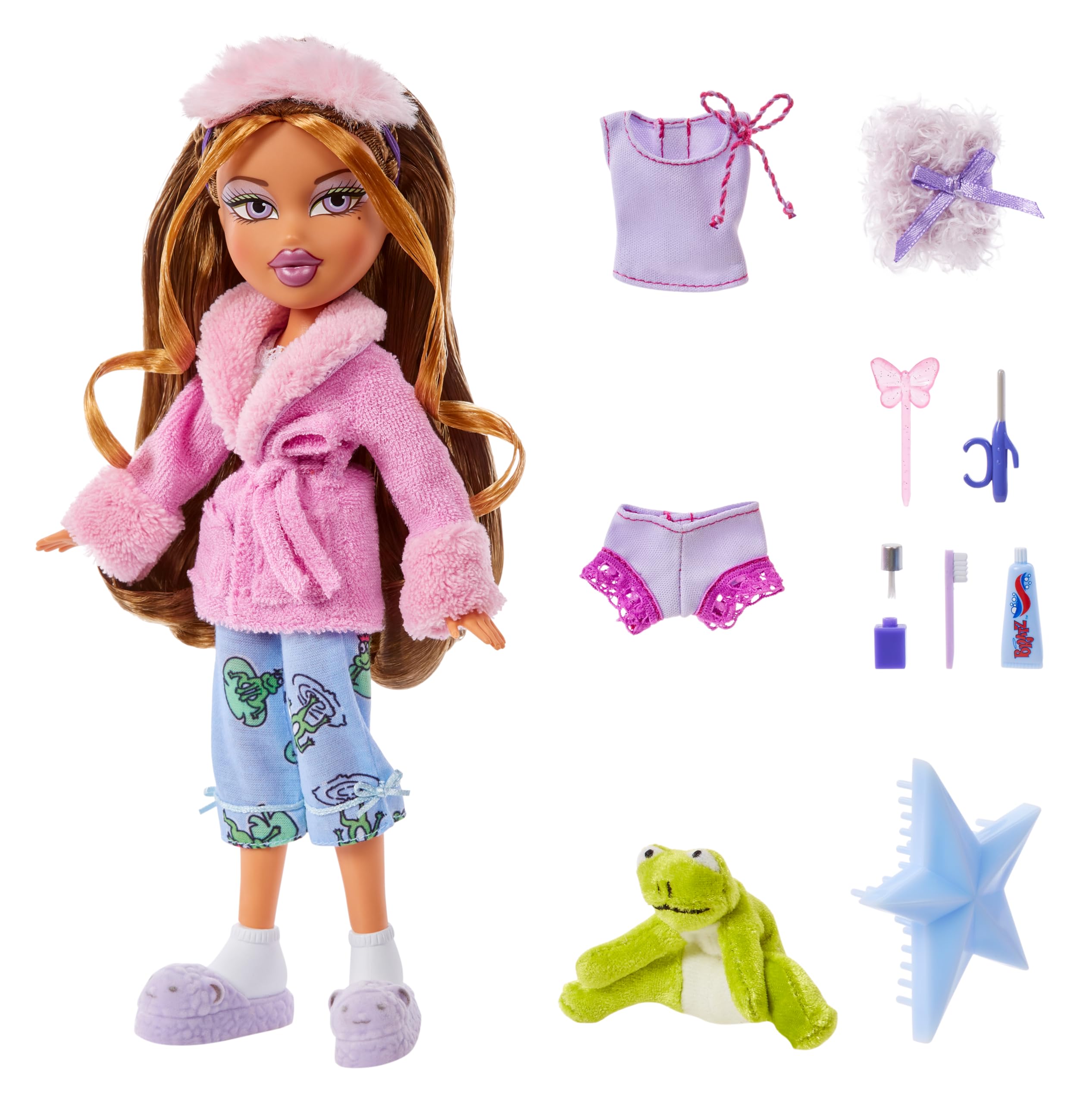 Bratz Slumber Party - Yasmin Fashion Doll with 2 Outfits & Plush - Ages 6-10 3