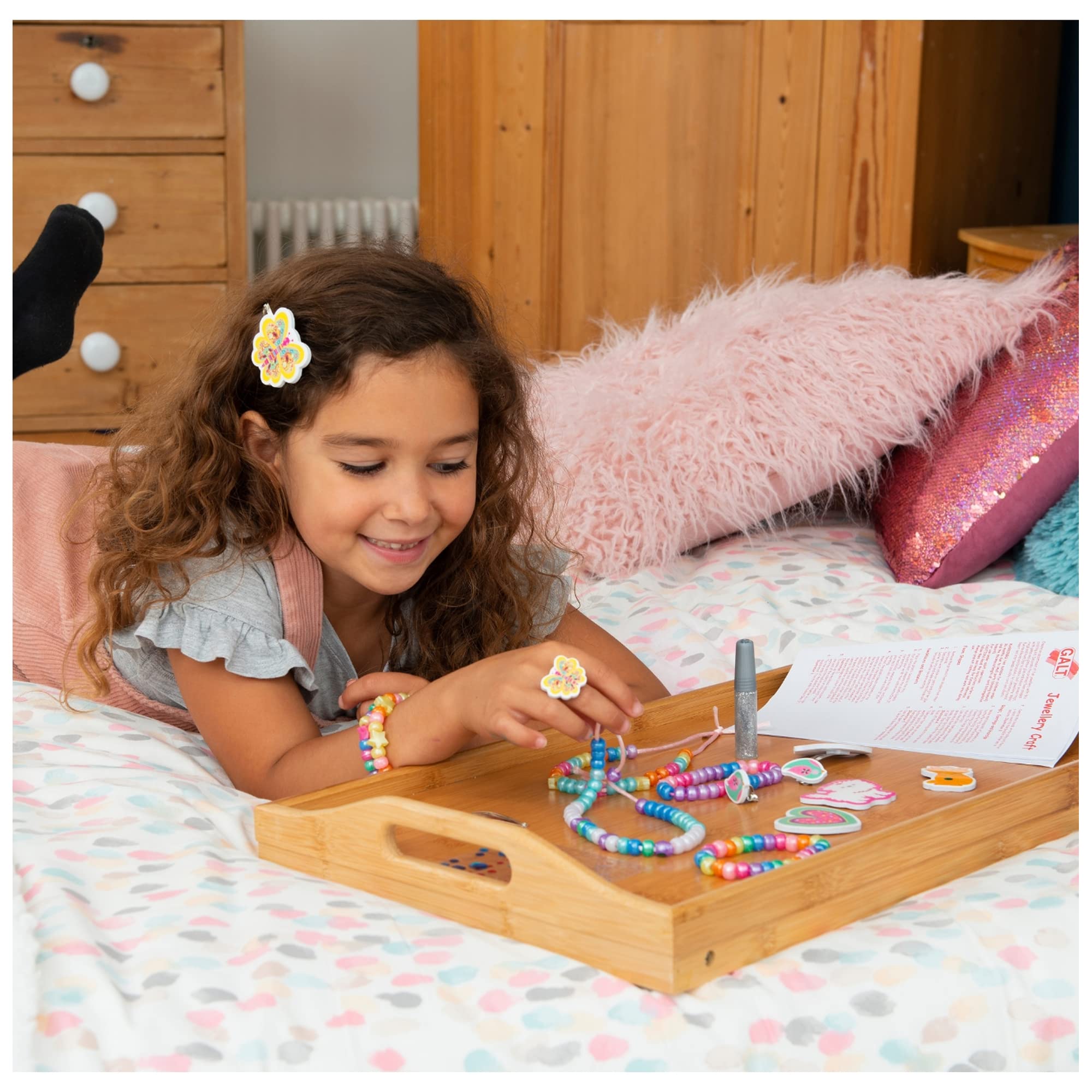 Galt Jewellery Craft Kit - Ages 5+ | 300 Pony Beads | Includes Glitter Glue & Foam Shapes 3