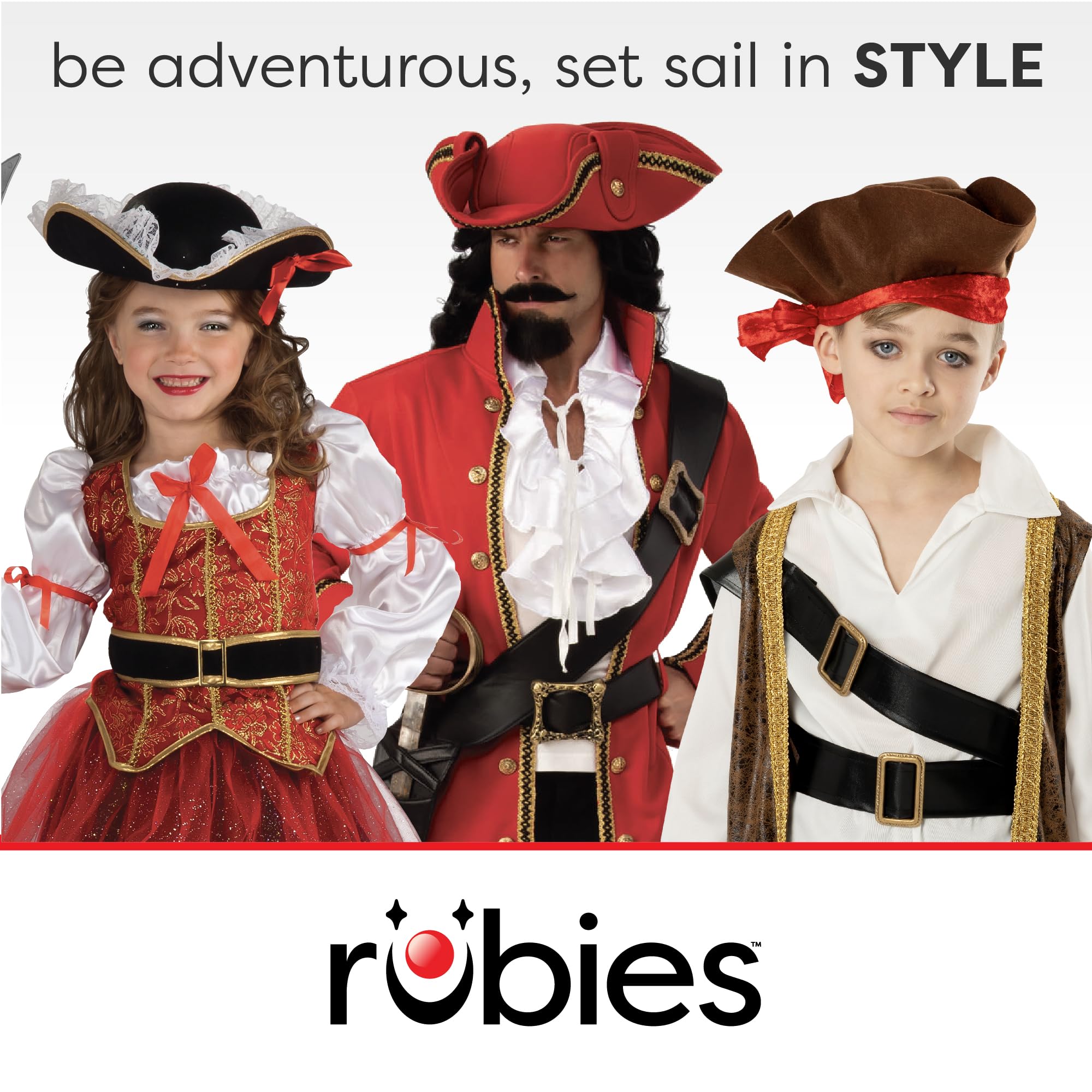 Rubies Pirate Captain Adult Costume - Standard Edition | Chest 37"- 42" | Polyester 2