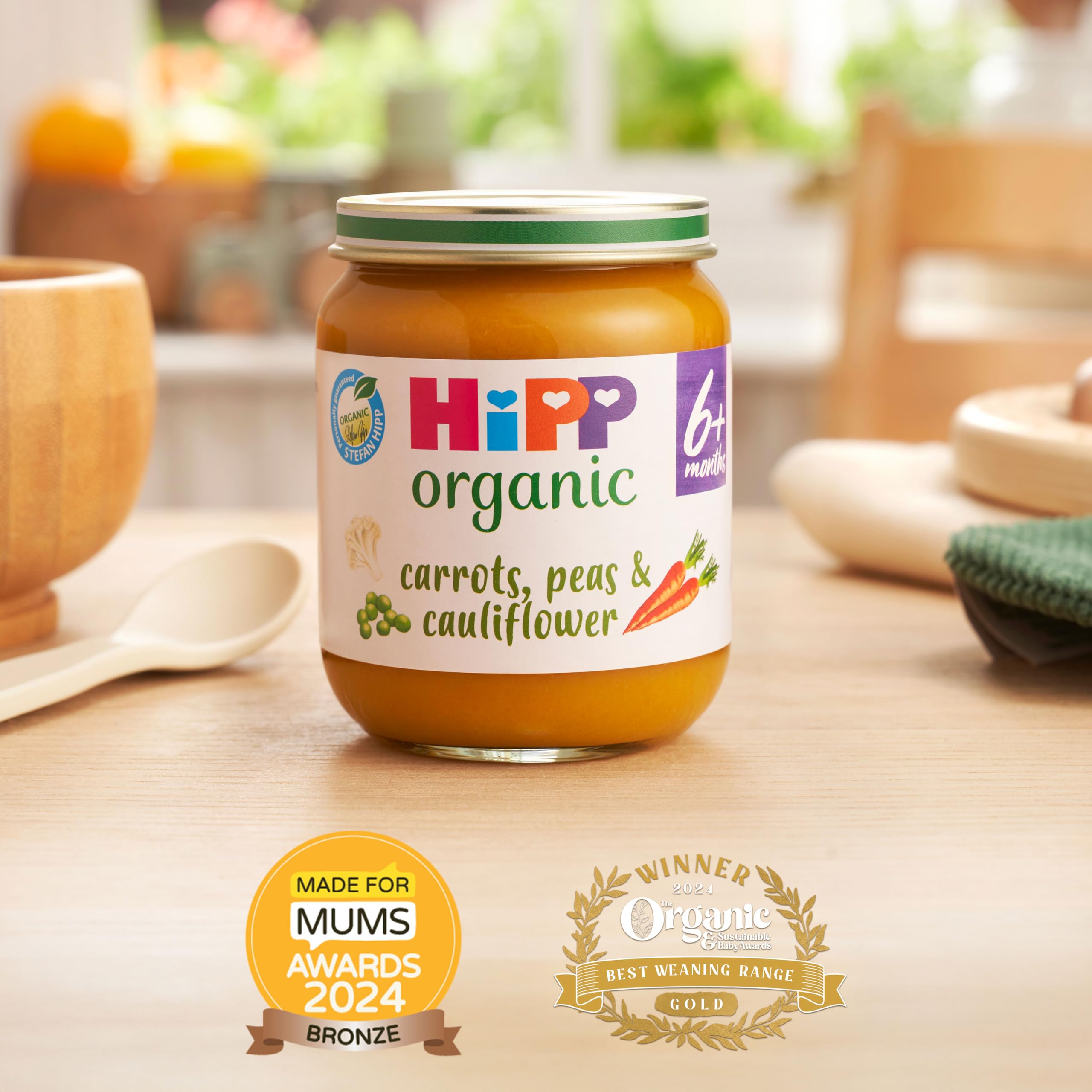 HiPP Organic Carrots, Peas & Cauliflower Baby Food Jar - 6 Pack, 125g Each | 4+ Months 2