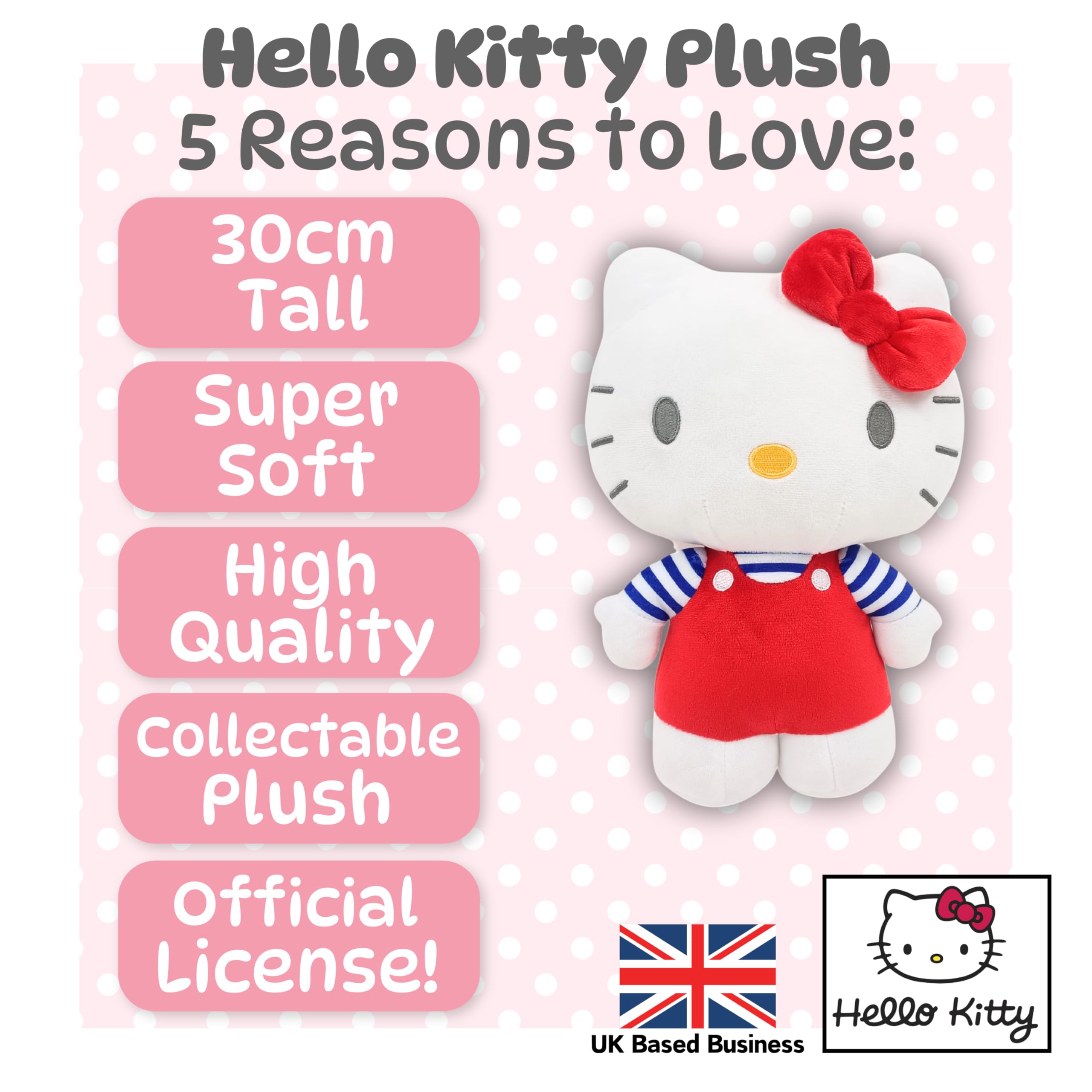 Hello Kitty Official Plush - 30 CM Large Standing Red