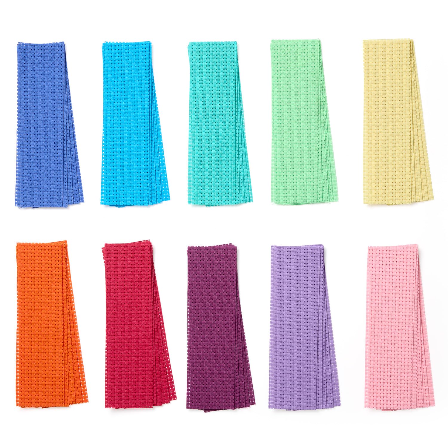 Springboard Supplies Cross Stitch Fabric Bookmarks - 50 Pack Binca Mesh for Sewing | 100% Cotton | Assorted Colors