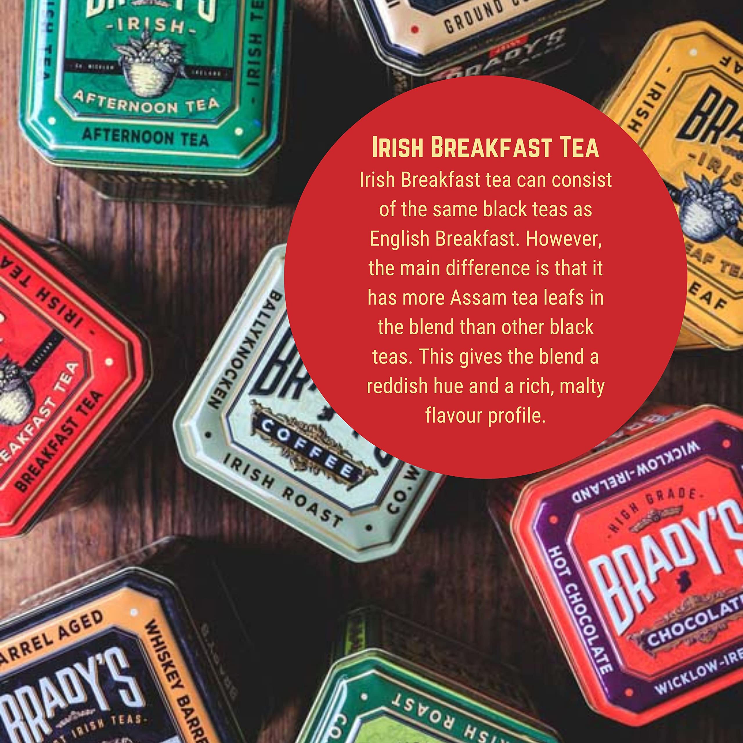 Brady's Irish Breakfast Tea - 40 Tea Bags - Rich Malty Black Tea Blend in Tin 13