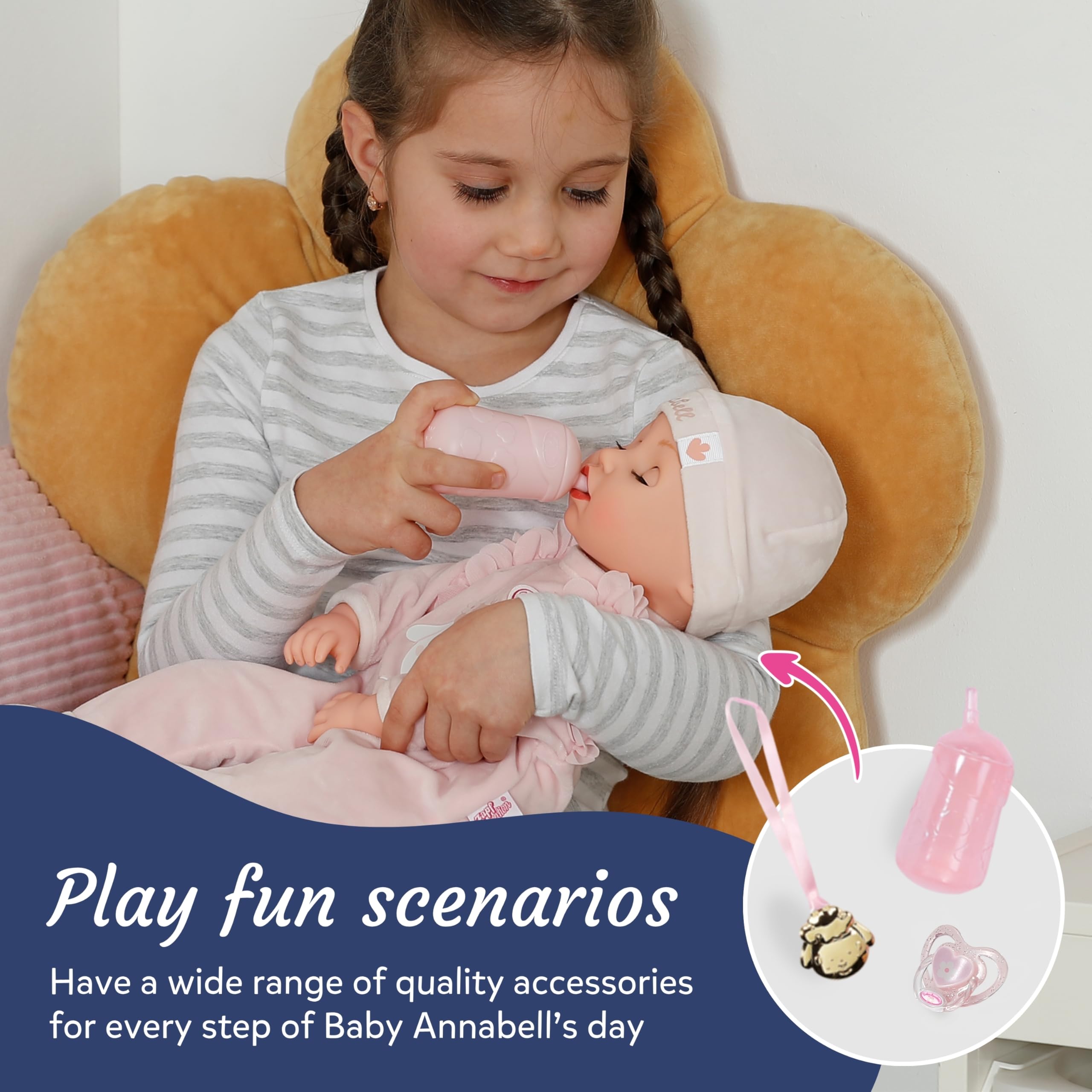 Baby Annabell Active Annabell 43cm - Interactive Soft-Bodied Baby Doll with Realistic Sounds & Movements