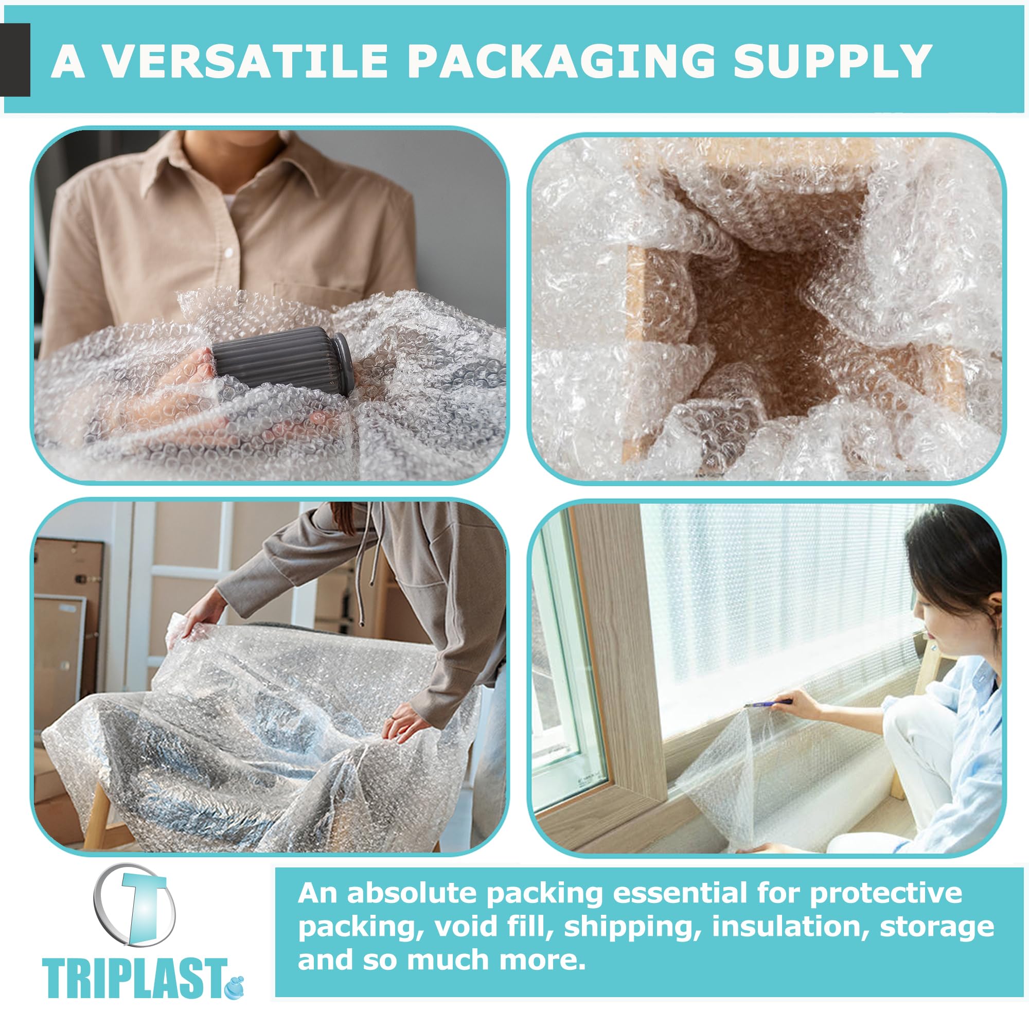 Triplast Bubble Wrap Roll - 500mm x 60m | 30gsm Thickness | Small Bubble (10mm) 5