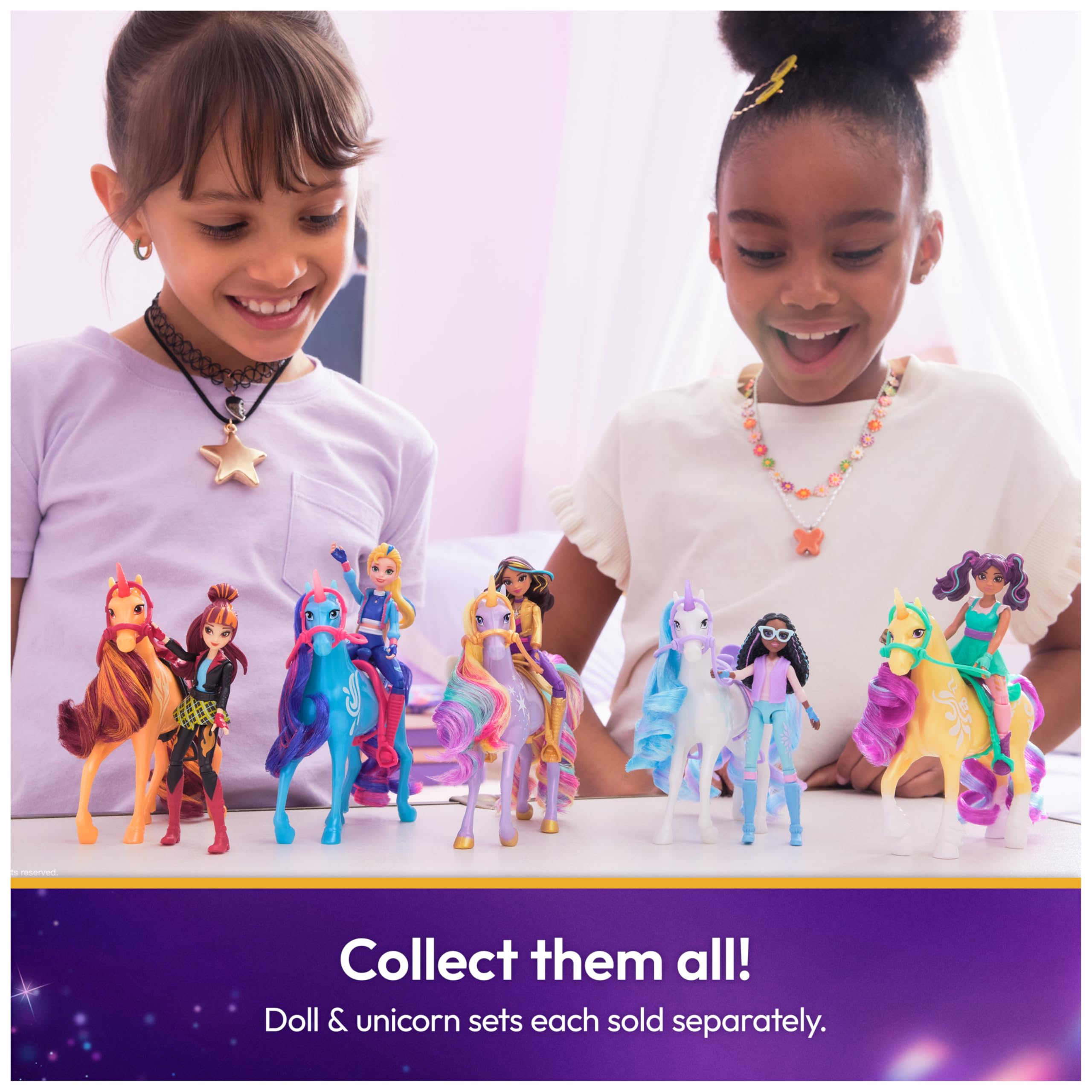Unicorn Academy Ava & Leaf Doll Set with 2 Riding Accessories and Hair Styling Tool | Ages 4+ 6