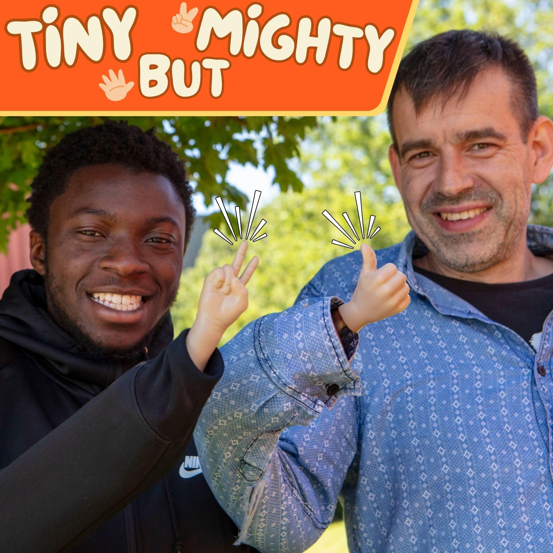 Boxer Gifts Tiny Hands on Sticks Prank - Peace, Thumbs Up and Waving 3pk | Plastic | Unisex Adult